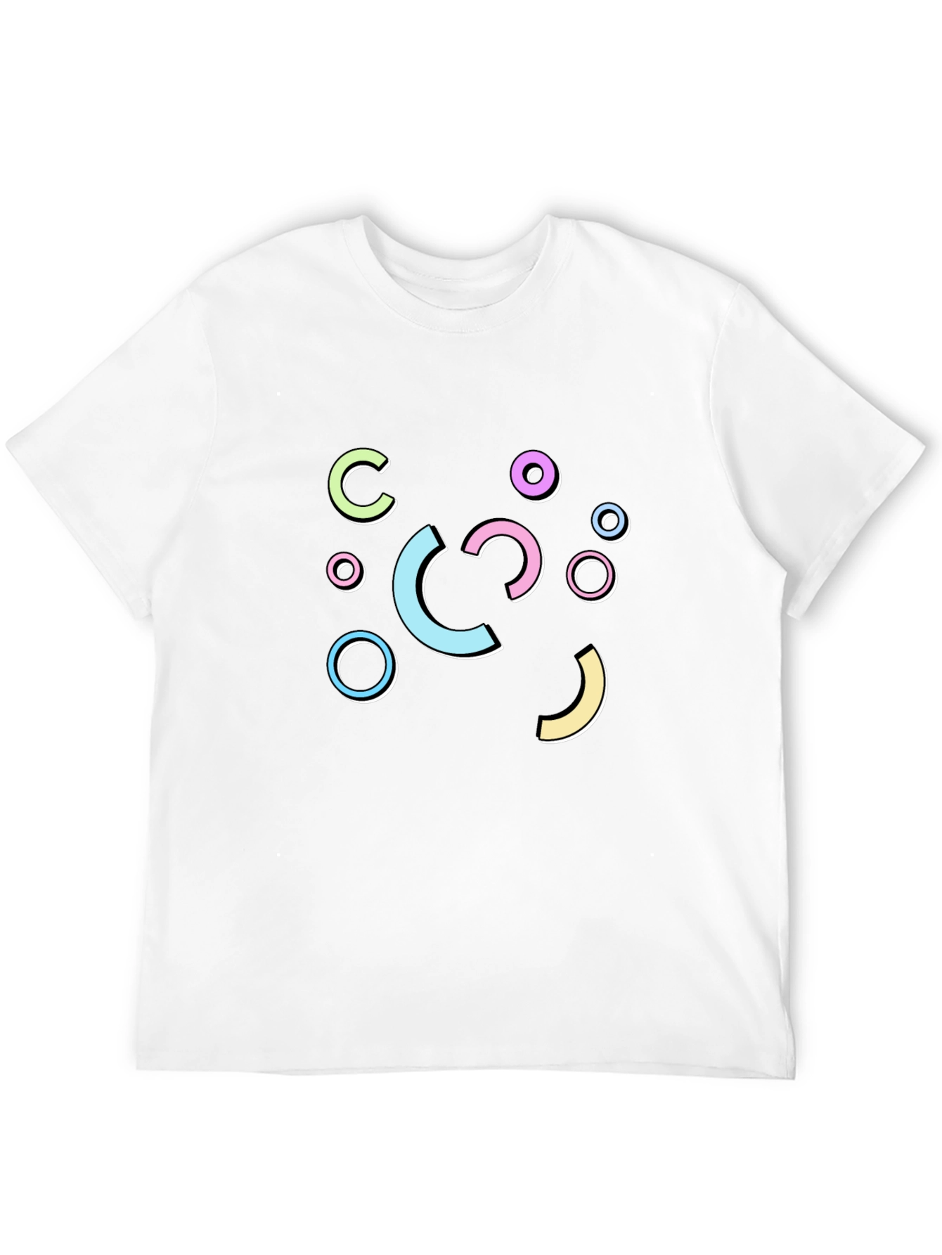 Retro Geometric Graphic Print Black T-Shirt