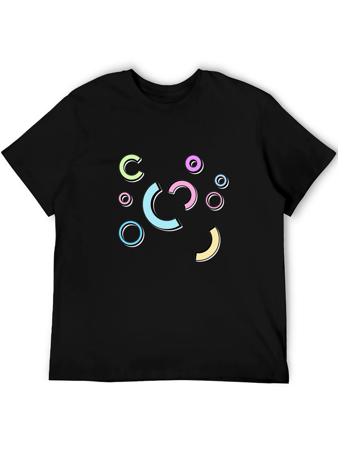 Retro Geometric Graphic Print Black T-Shirt