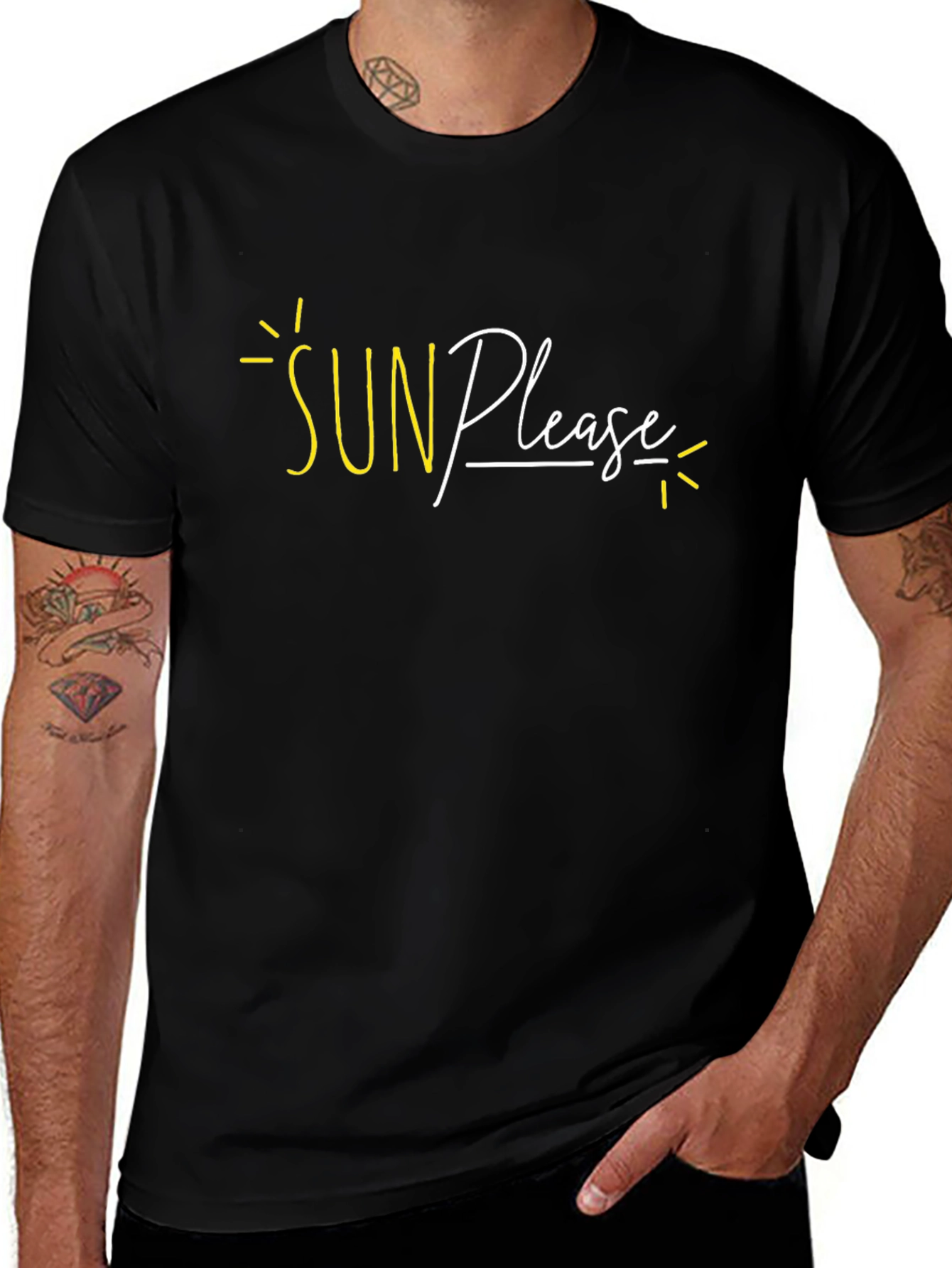 Sun Please Graphic Tee - Black Cotton T-Shirt