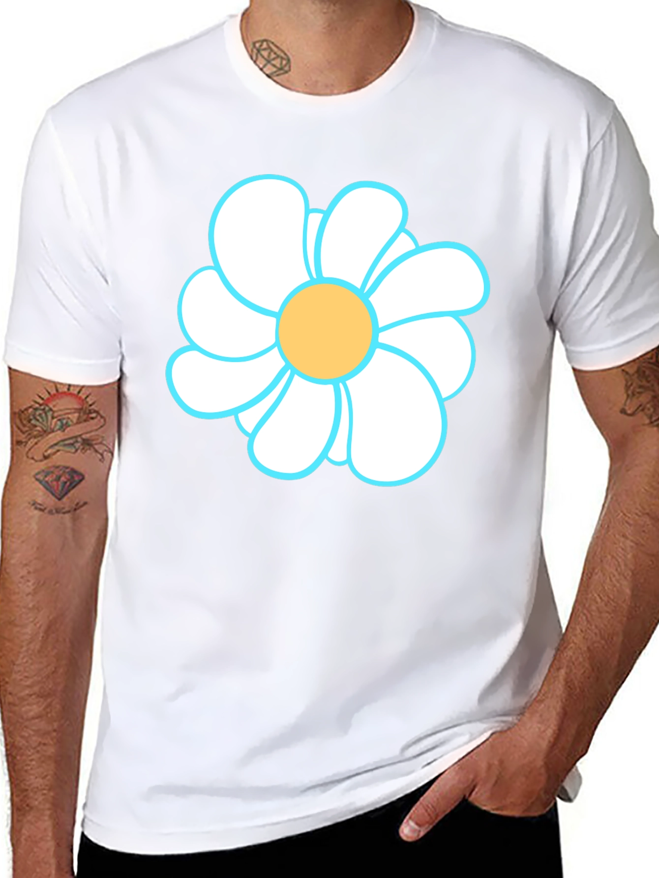 Daisy Graphic Tee - Black Cotton T-Shirt