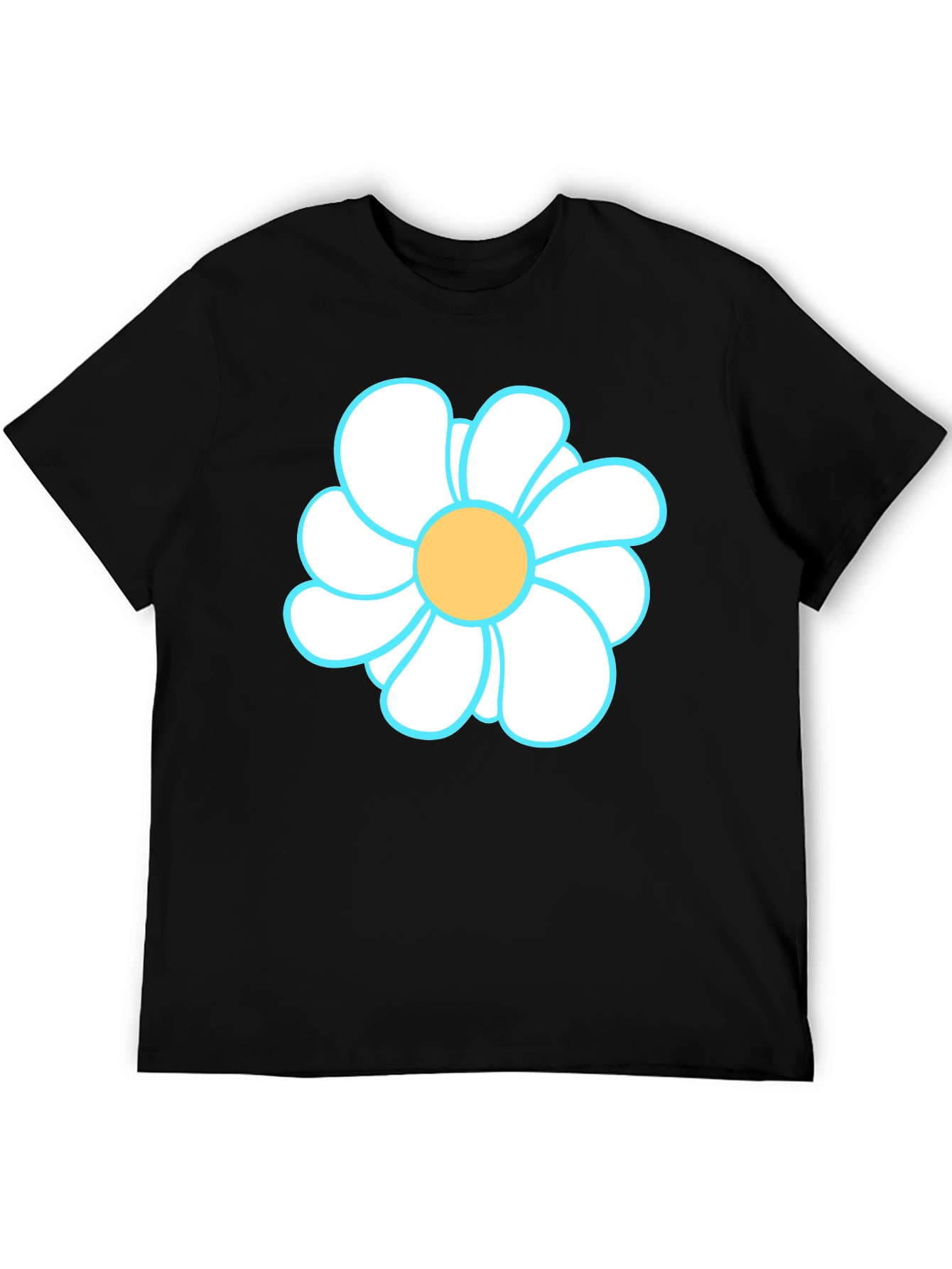 Daisy Graphic Tee - Black Cotton T-Shirt