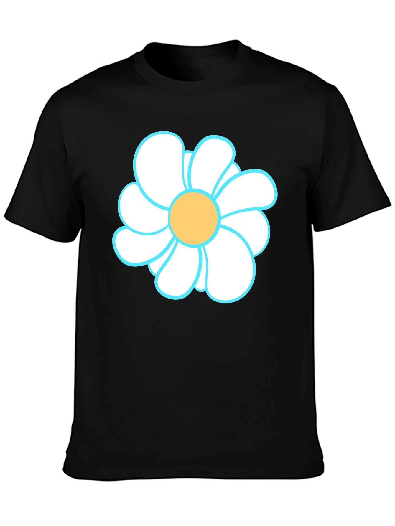 Daisy Graphic Tee - Black Cotton T-Shirt