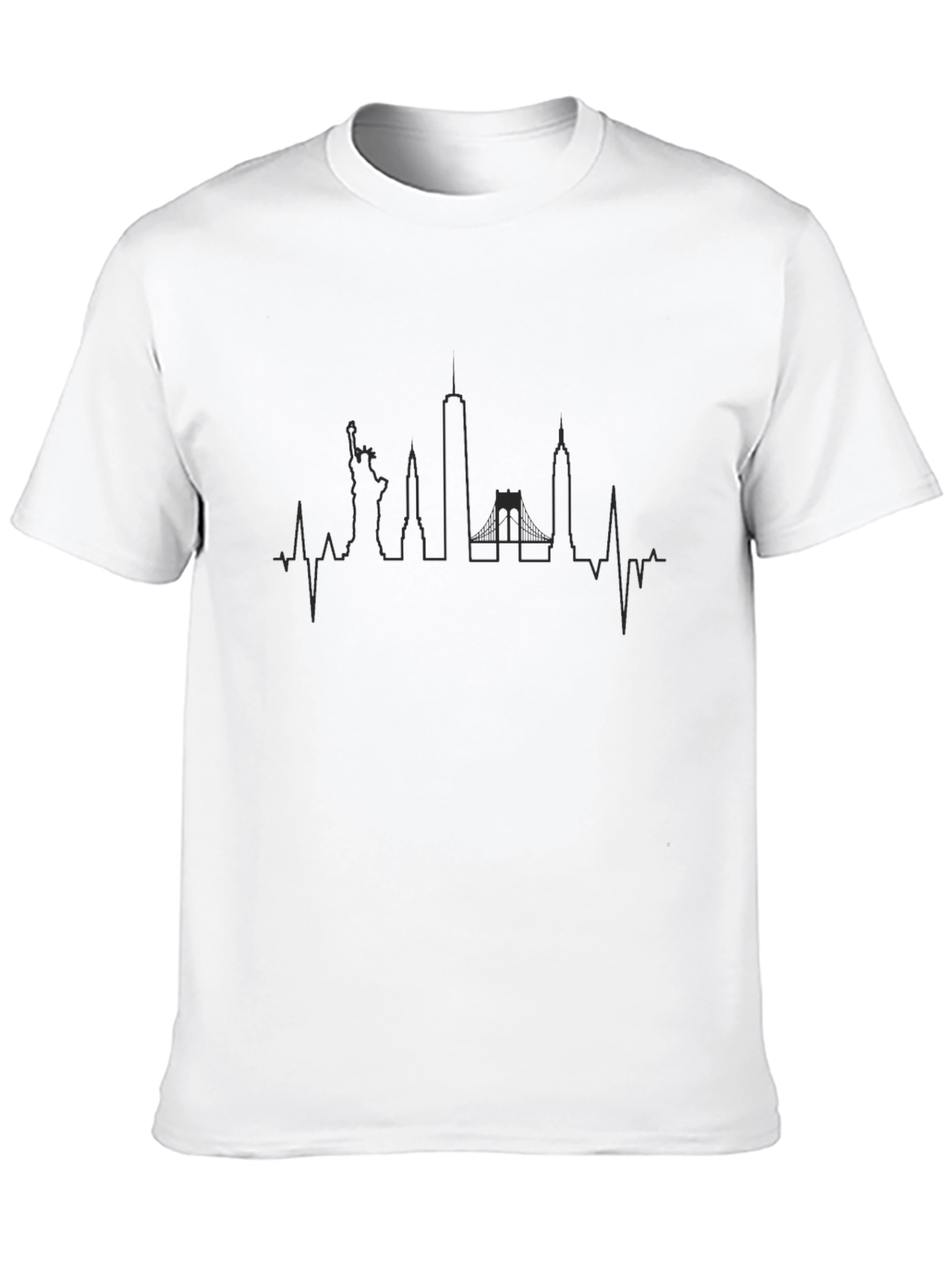NYC Skyline Heartbeat T-Shirt - Black