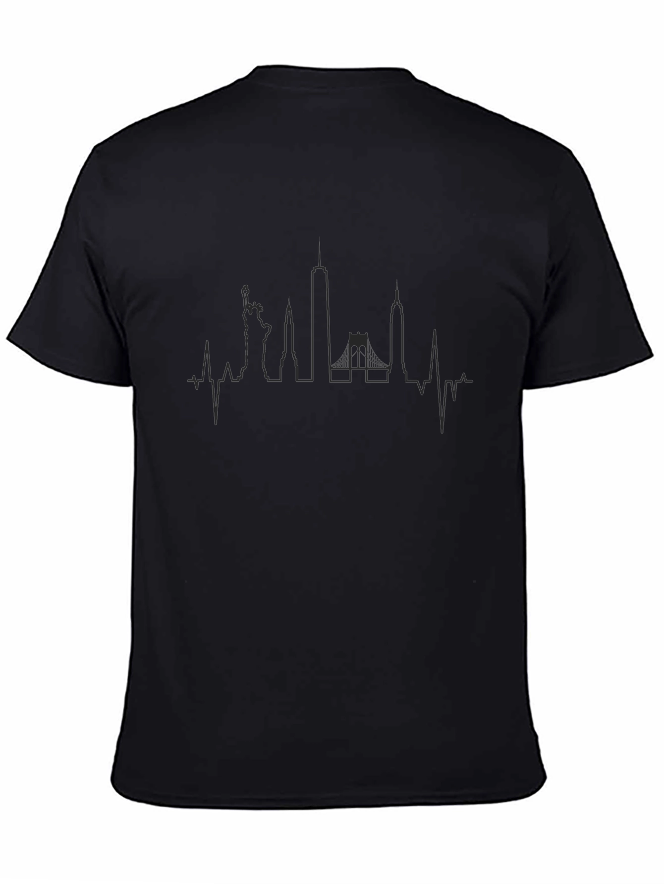 NYC Skyline Heartbeat T-Shirt - Black