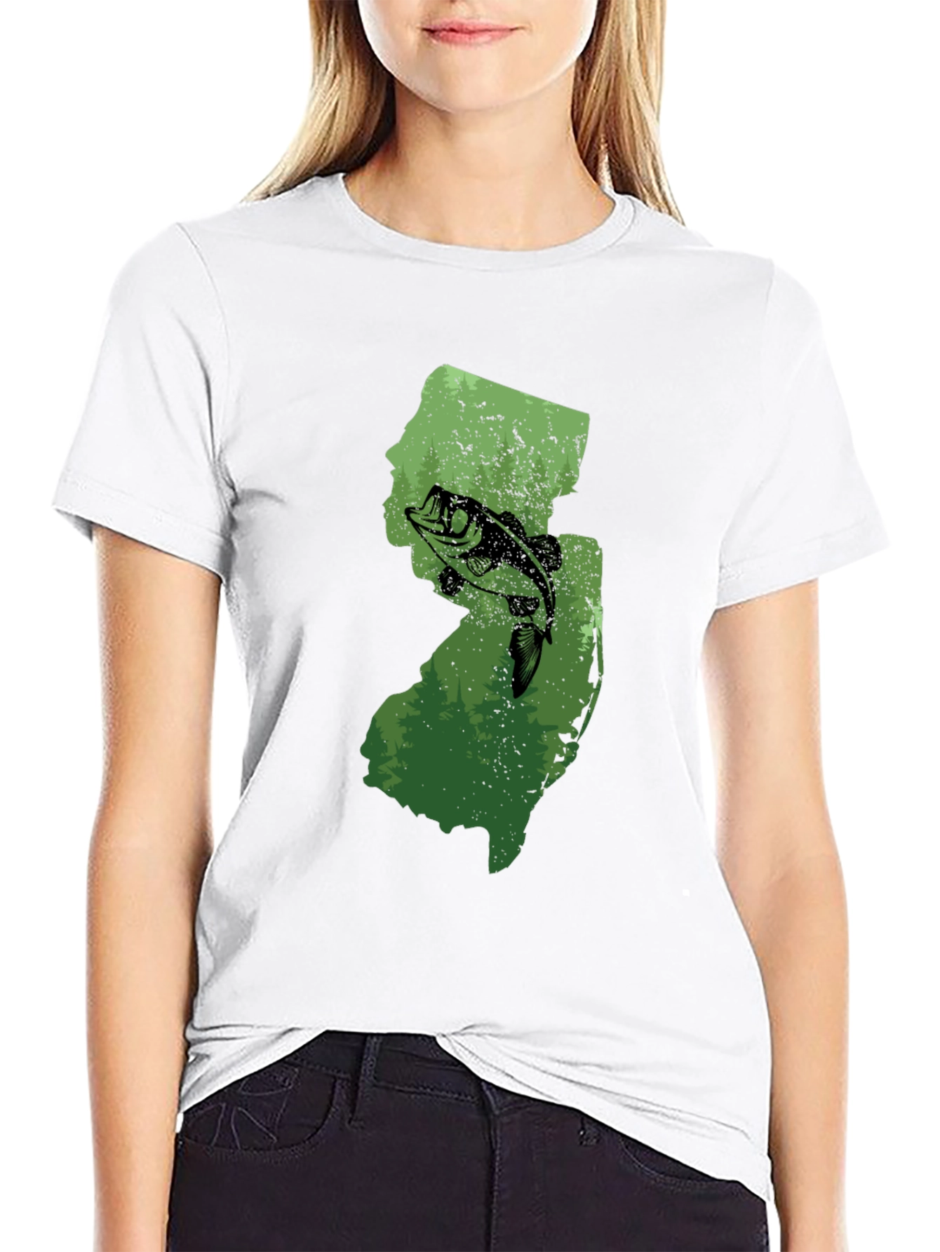 New Jersey Fishing State Pride Black T-Shirt