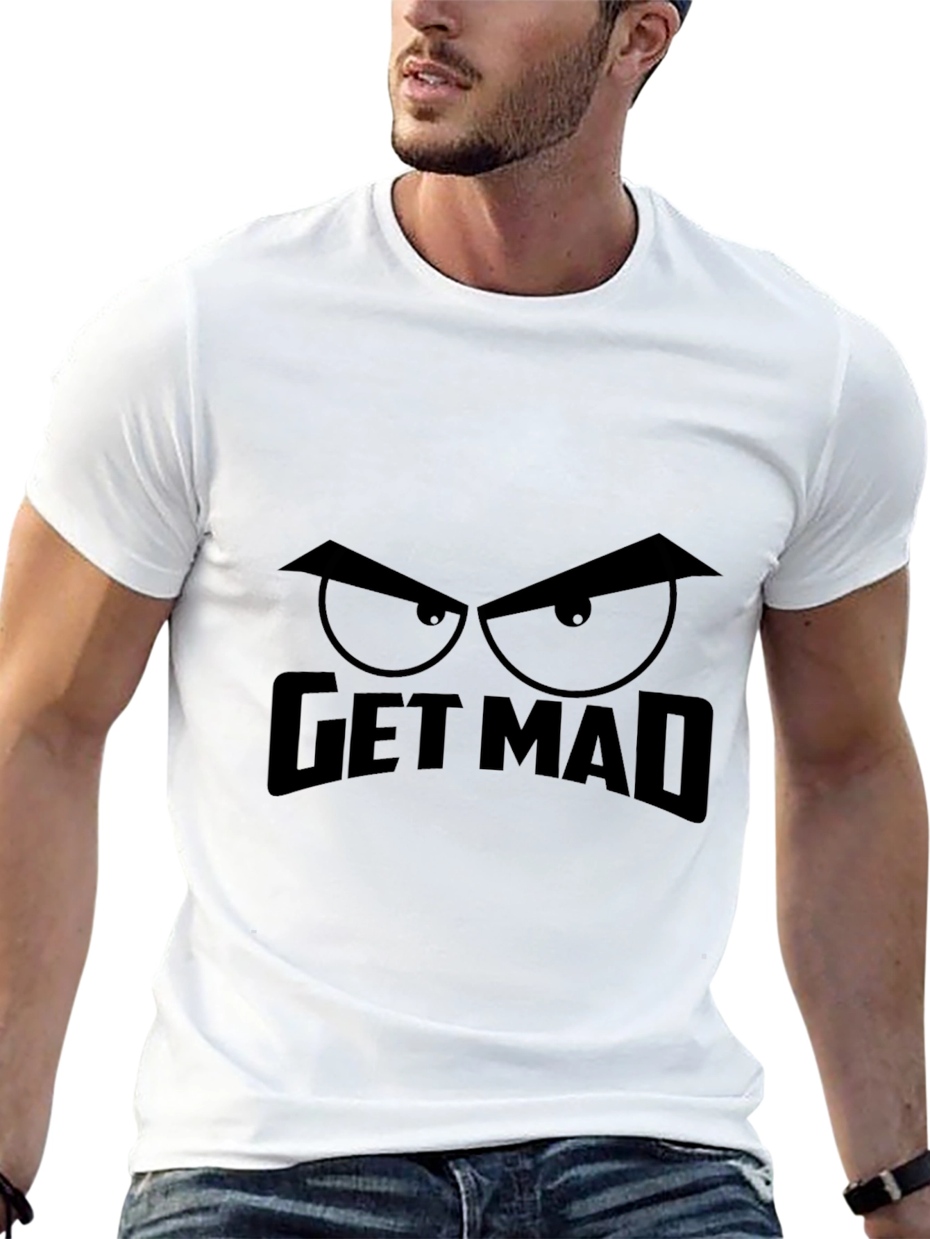 Get Mad Graphic Tee - Mens Black Cotton T-Shirt