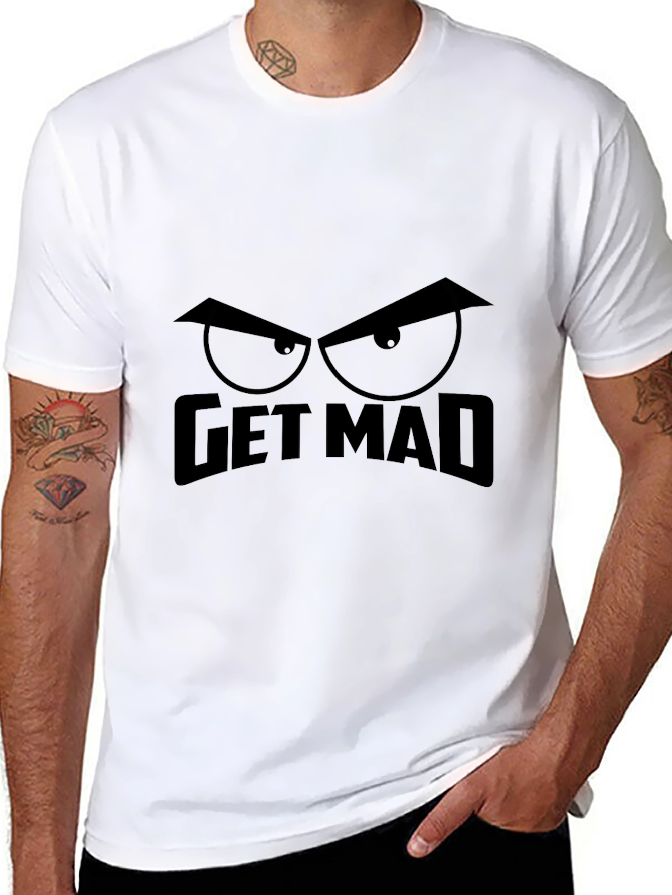 Get Mad Graphic Tee - Mens Black Cotton T-Shirt