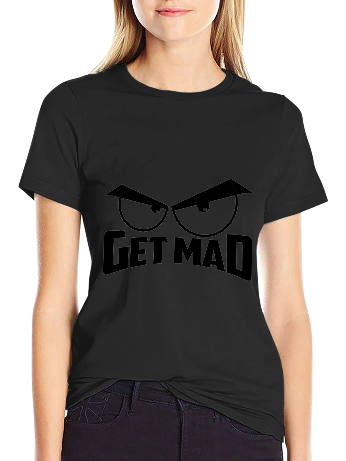 Get Mad Graphic Tee - Mens Black Cotton T-Shirt