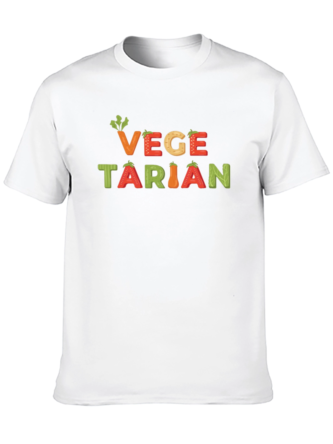 Vegetarian Graphic T-Shirt - Black Crew Neck Tee