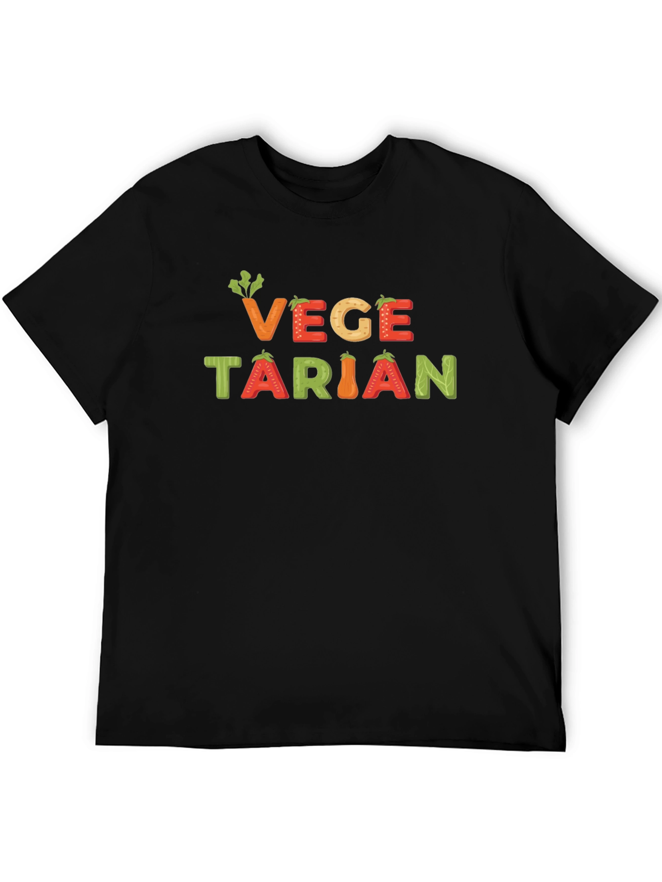 Vegetarian Graphic T-Shirt - Black Crew Neck Tee
