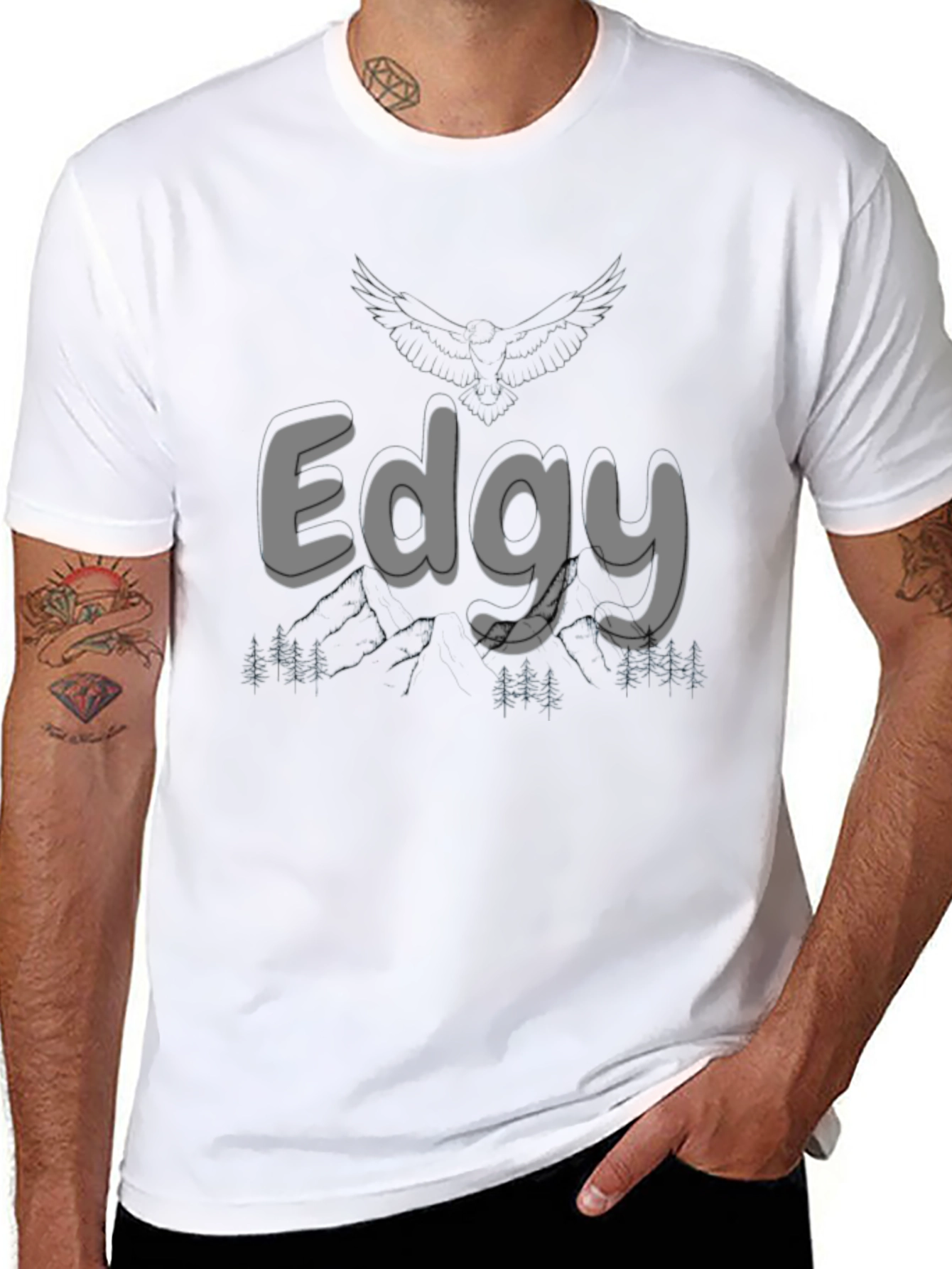 Edgy Graphic Print Black T-Shirt for Men