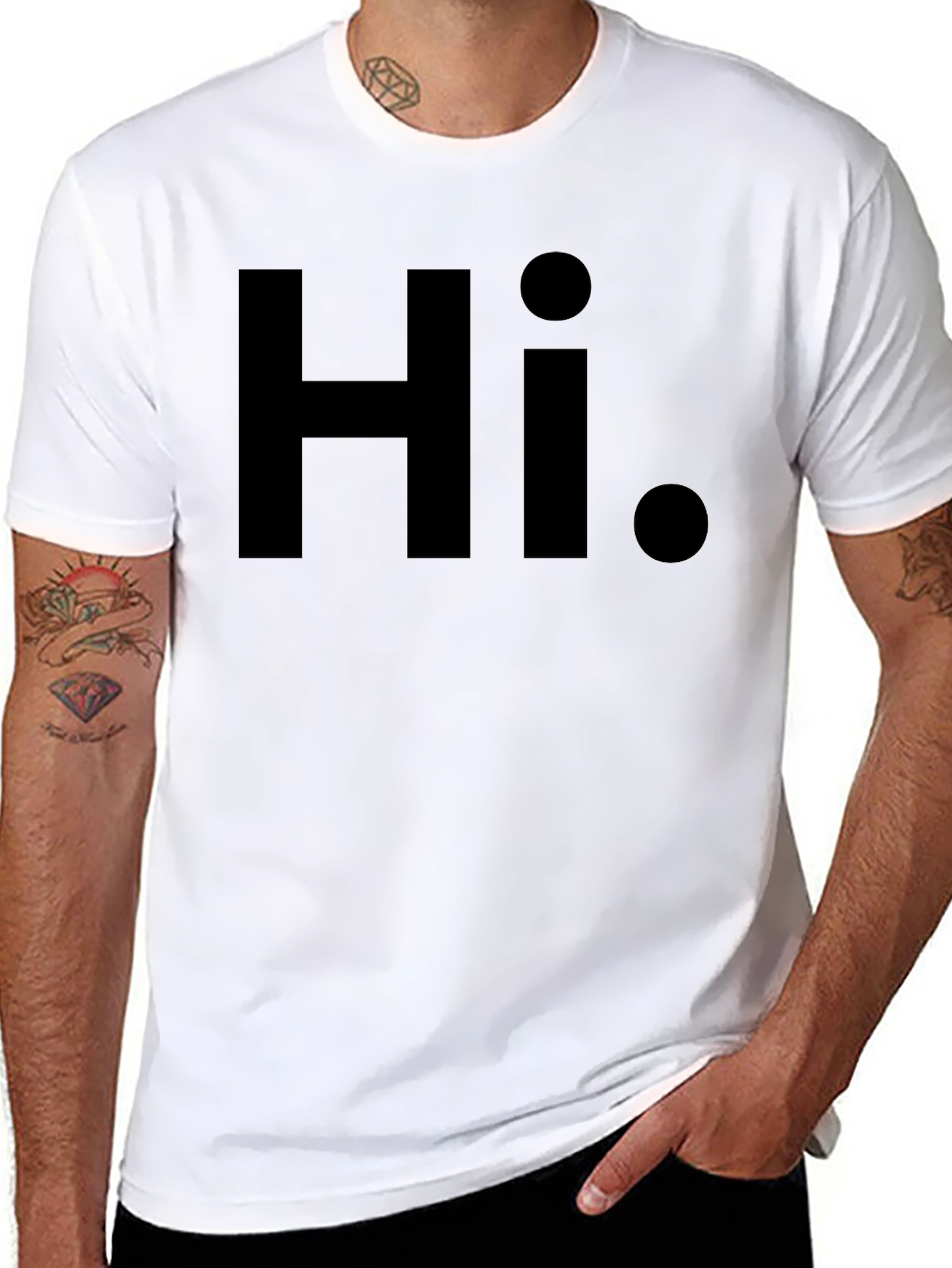 Hi. Black Graphic Tee - Casual Style