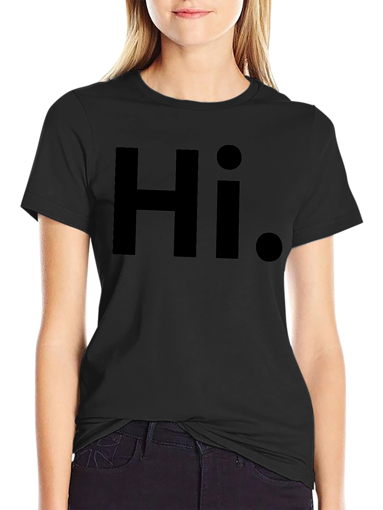 Hi. Black Graphic Tee - Casual Style