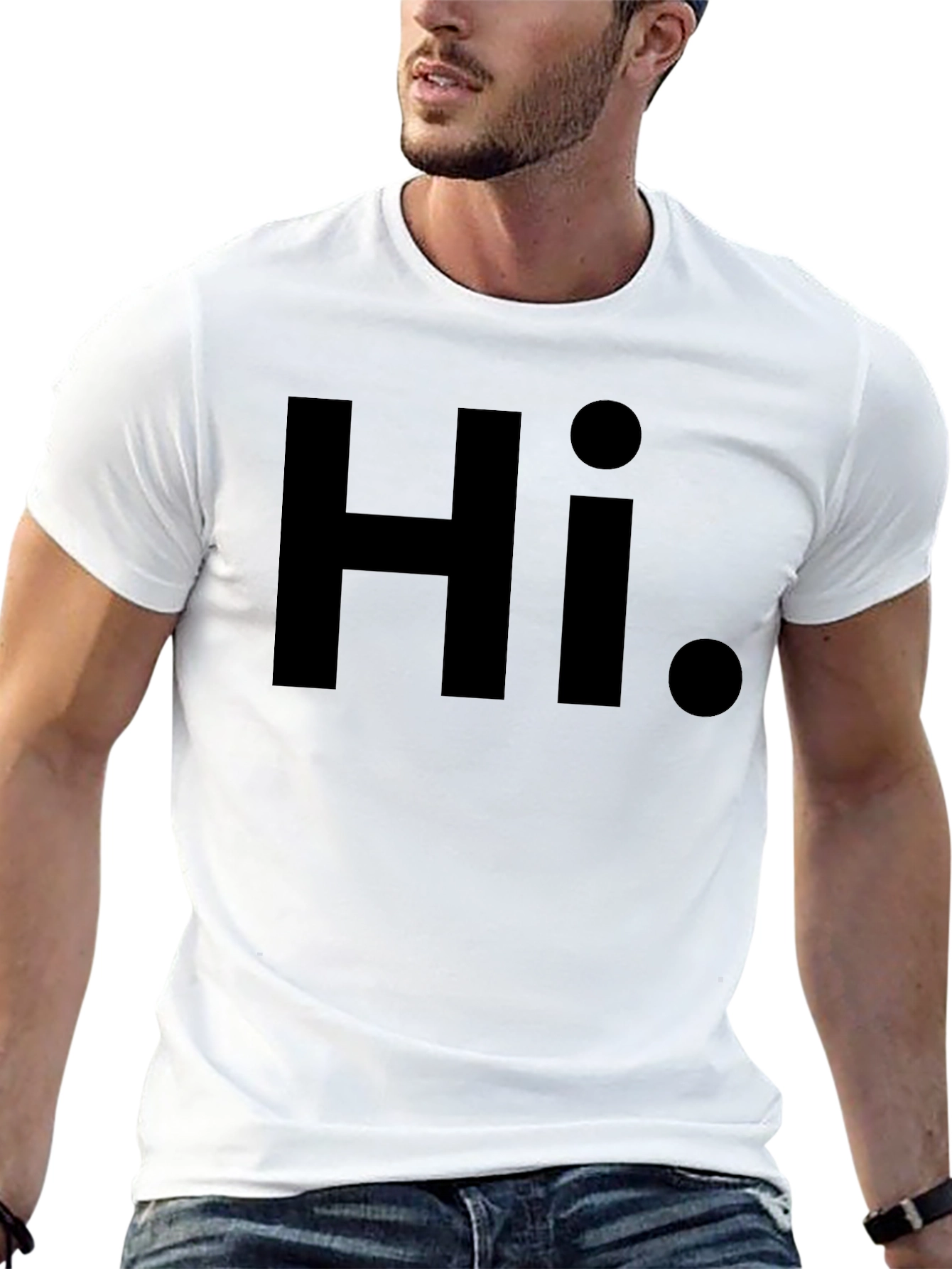 Hi. Black Graphic Tee - Casual Style