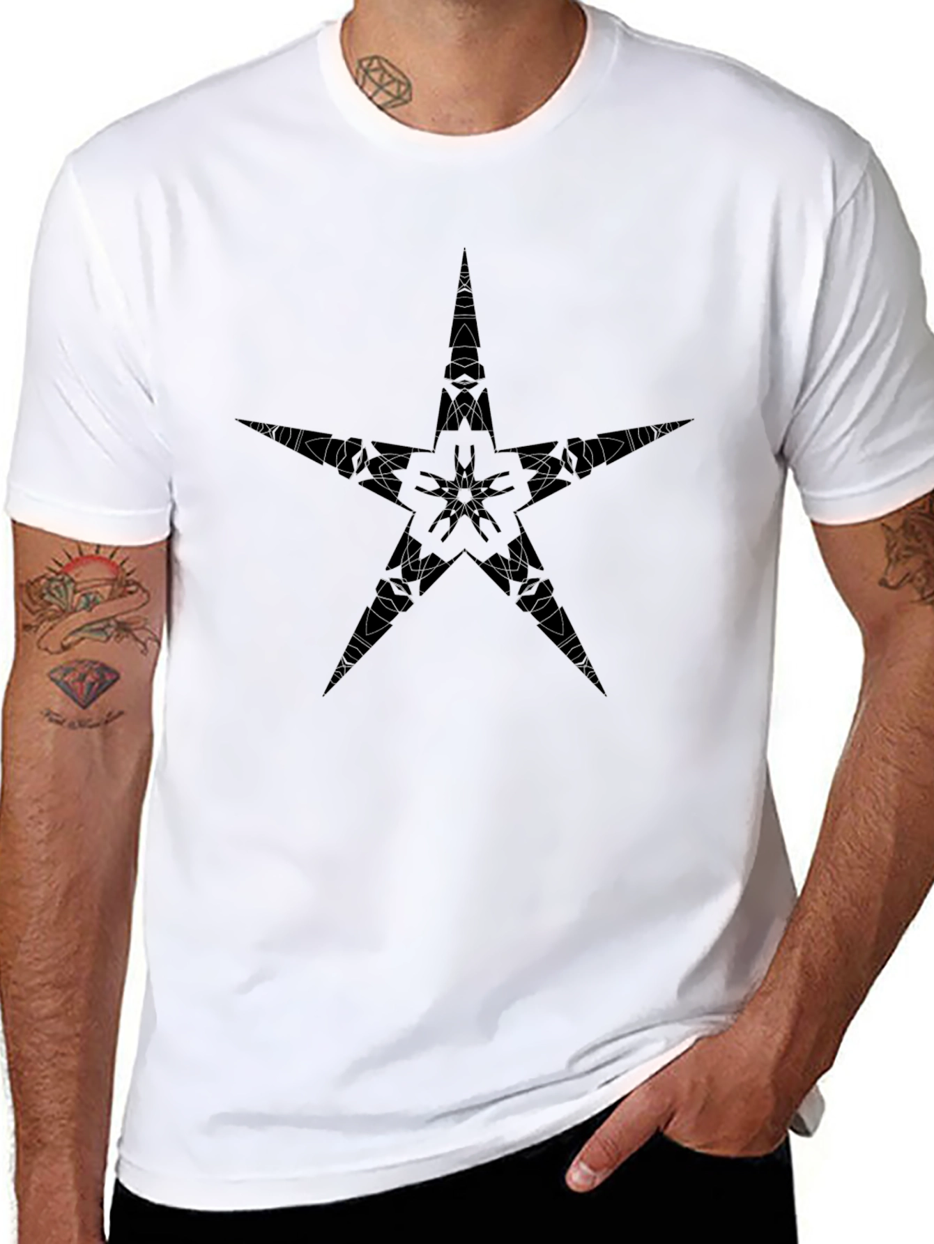 Black Star Graphic Tee - Stylish Mens Casual Shirt
