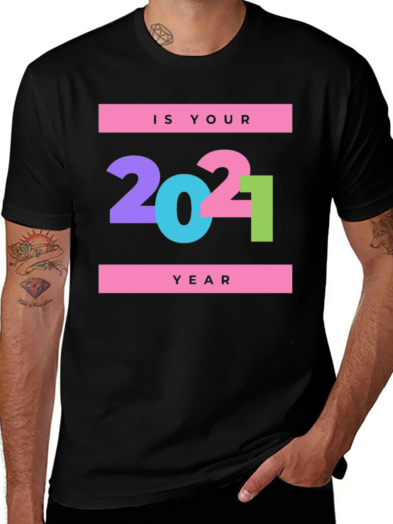 Is Your Year? 2021 Graphic Print Black T-Shirt