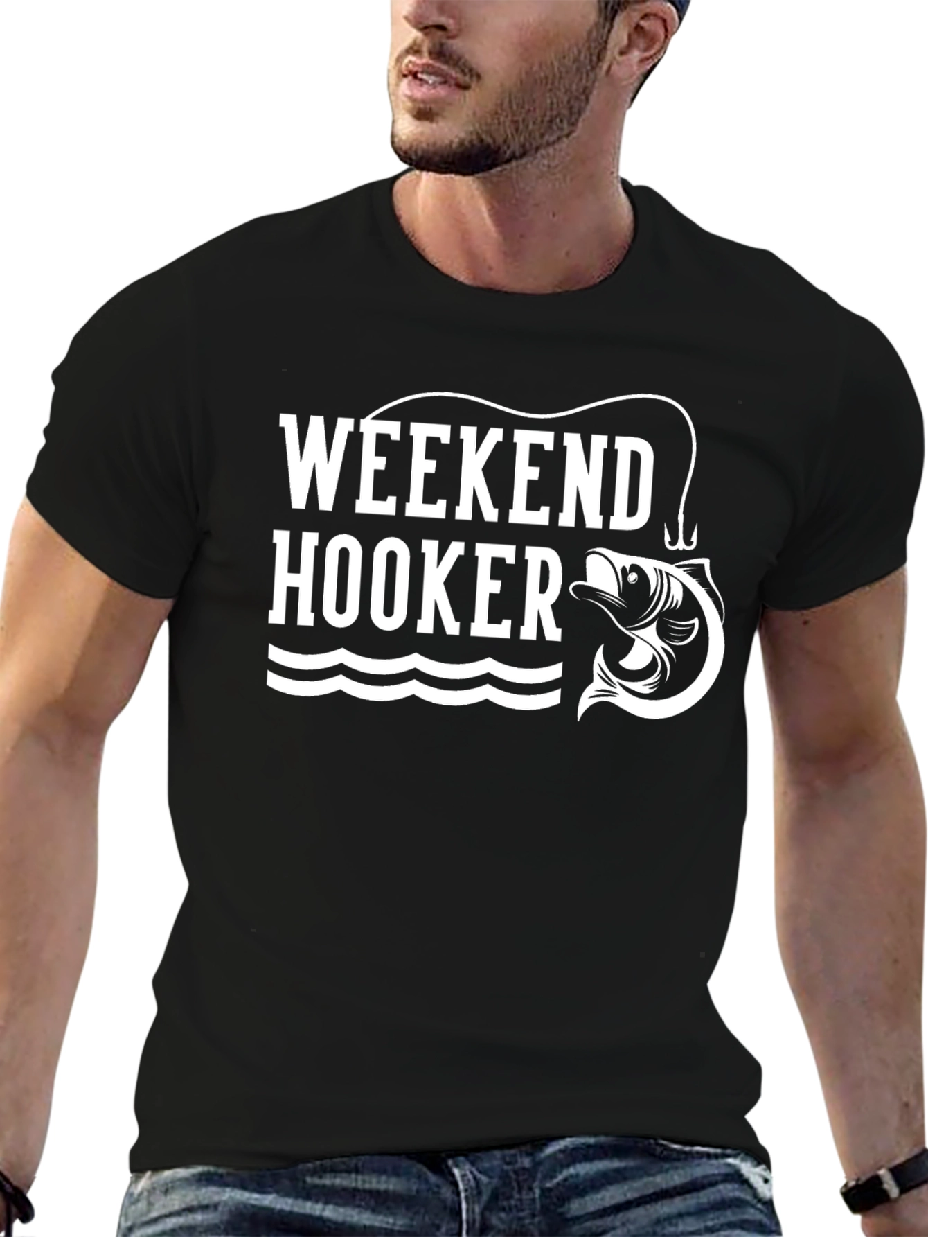 Weekend Hooker Fishing T-Shirt - Black
