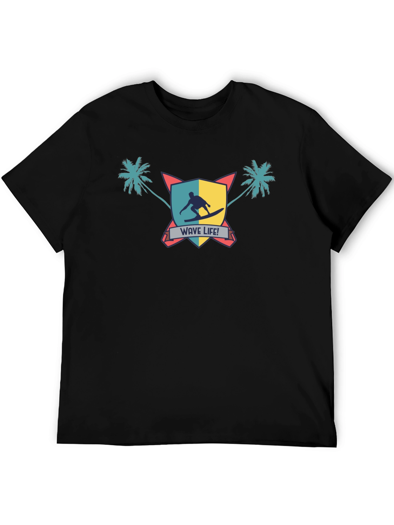Wave Life Surfer Graphic Tee - Black