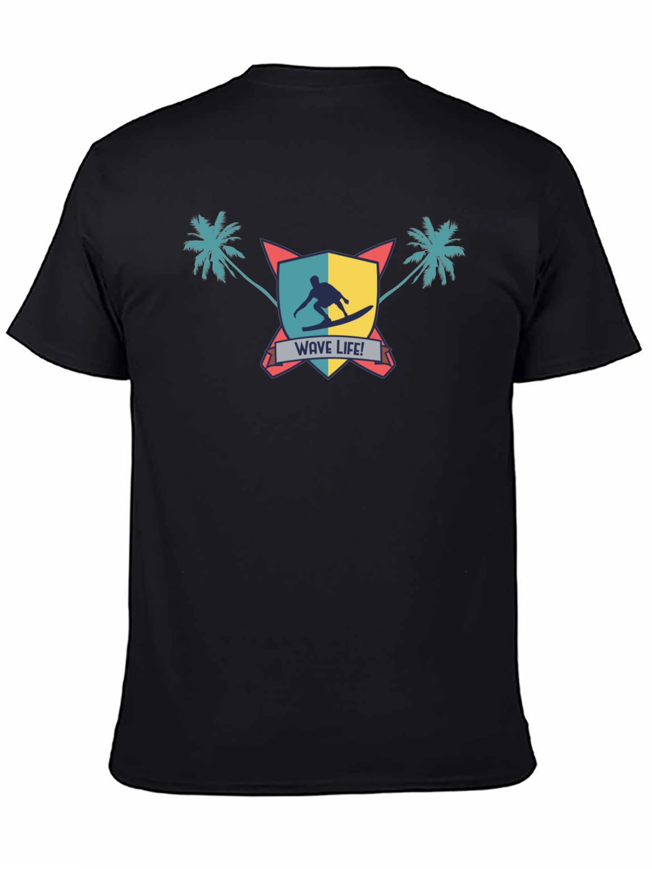 Wave Life Surfer Graphic Tee - Black