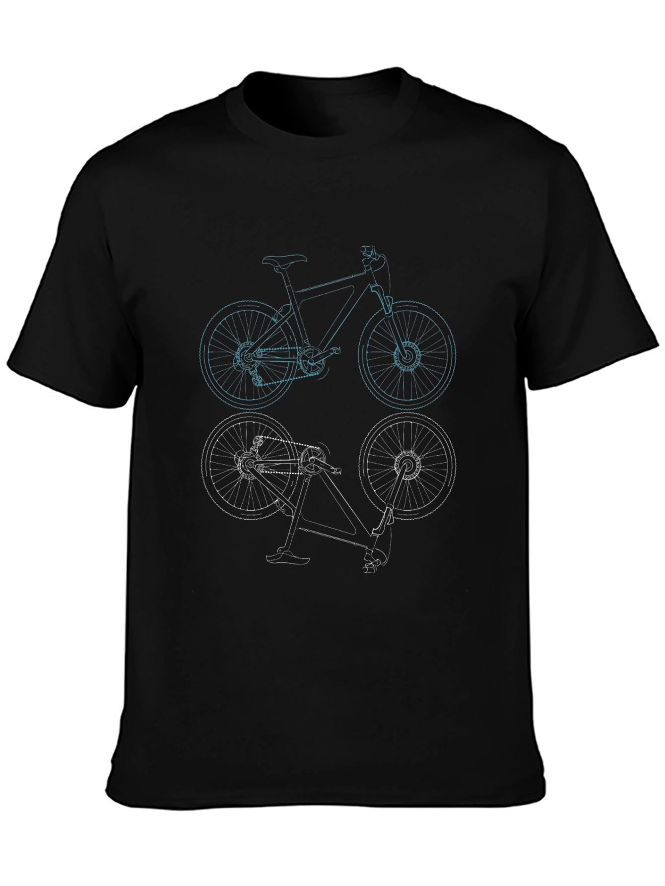 Geometric Bike Print Black Tee