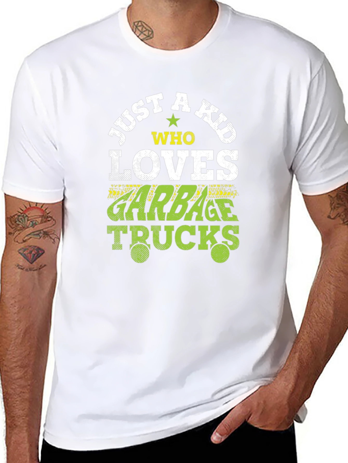 Just A Kid Who Loves Garbage Trucks Black T-Shirt