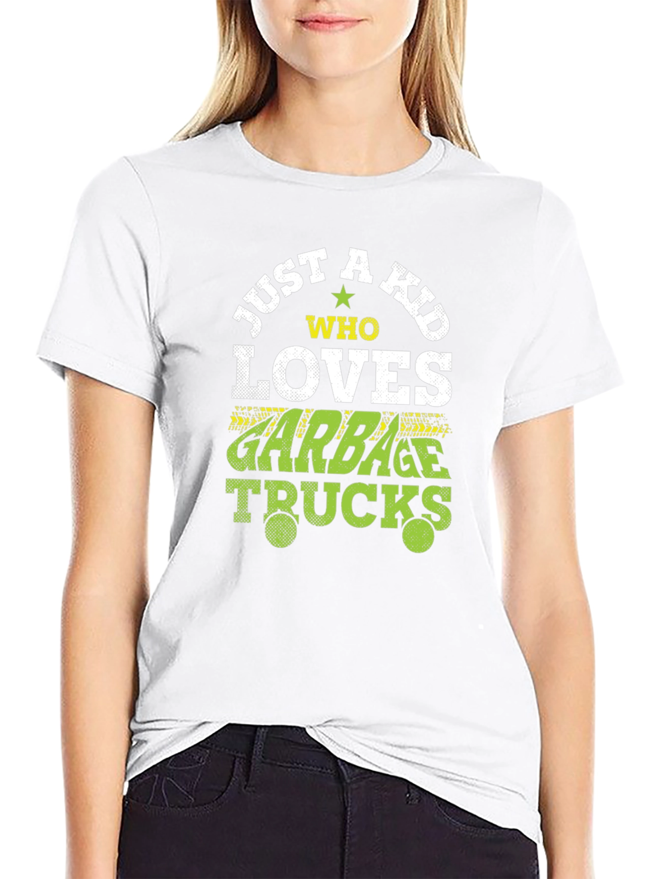 Just A Kid Who Loves Garbage Trucks Black T-Shirt
