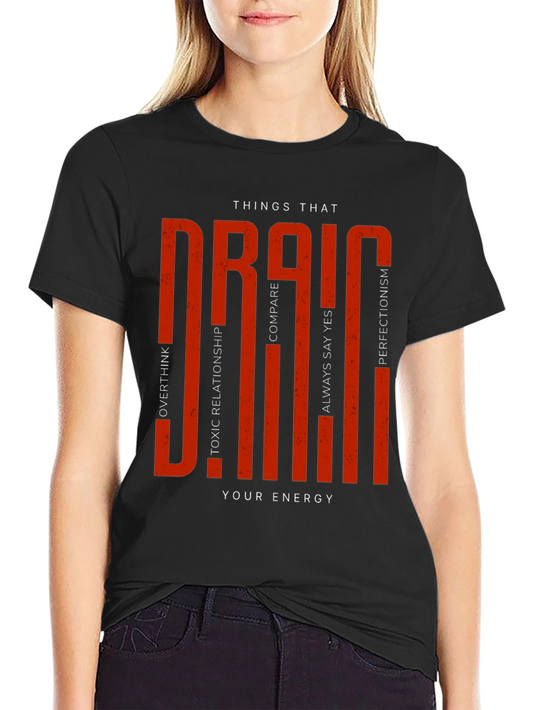 Energy Drain Graphic Tee - Motivational Black T-Shirt