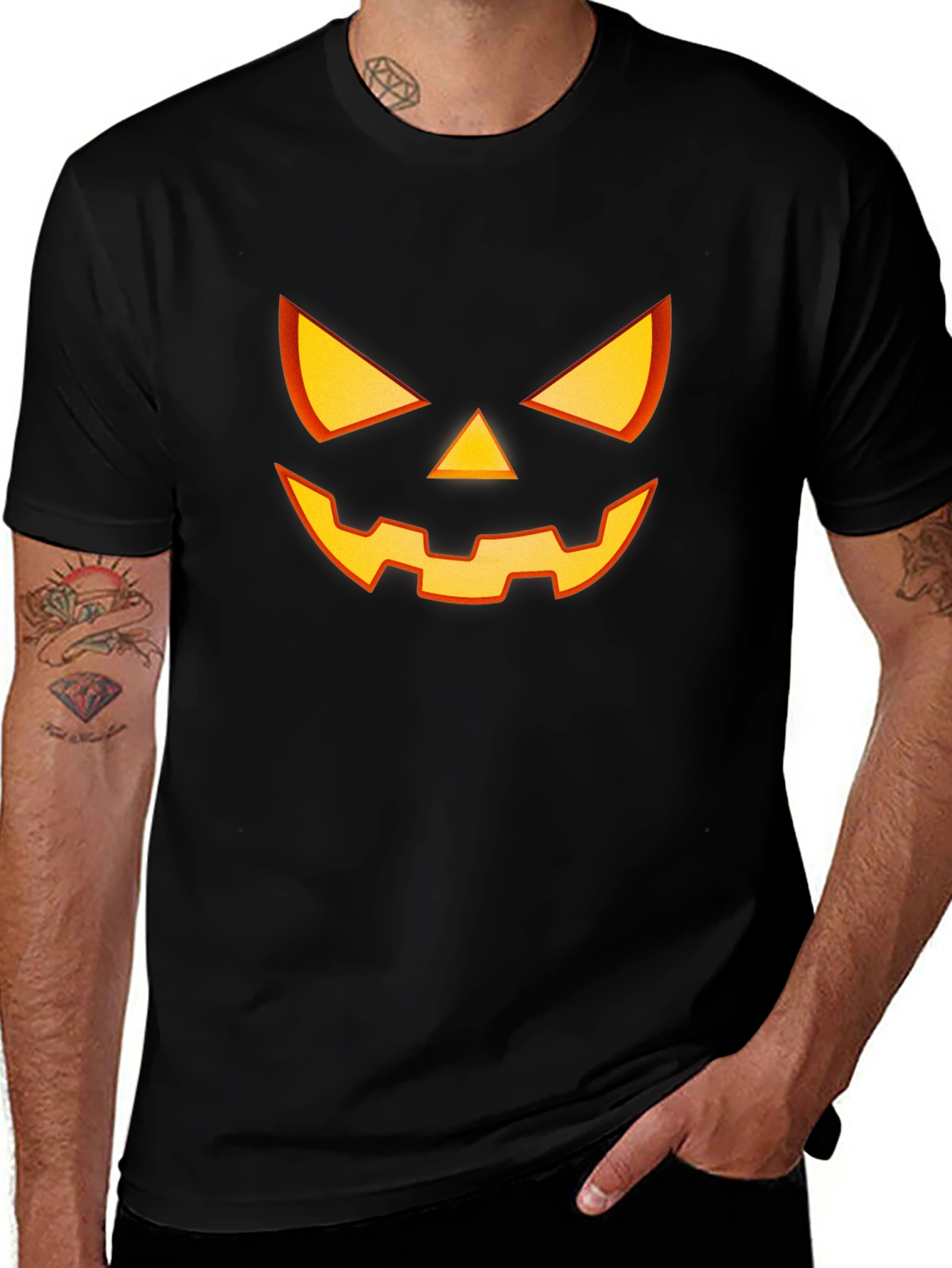 Halloween Pumpkin Face Graphic T-Shirt