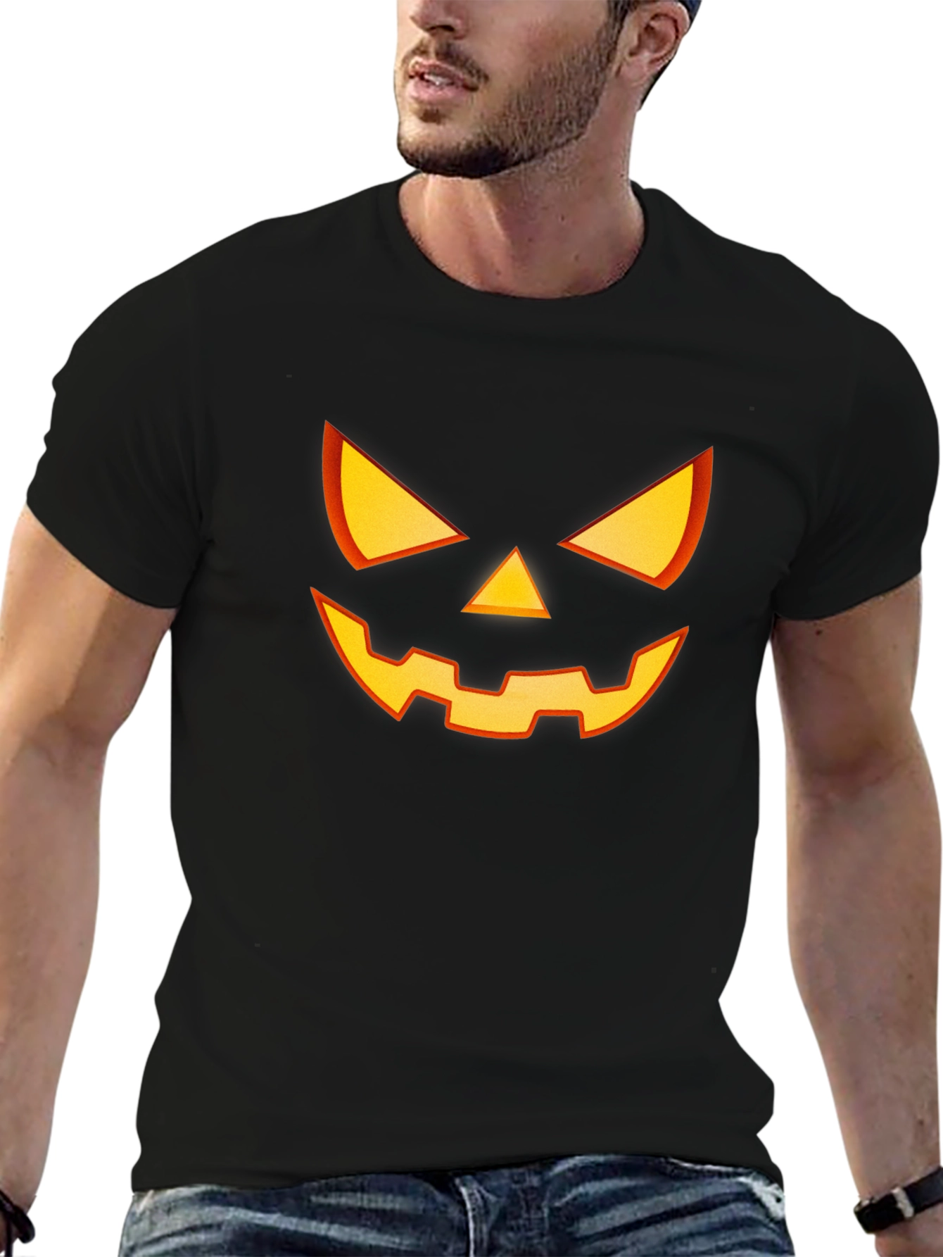 Halloween Pumpkin Face Graphic T-Shirt