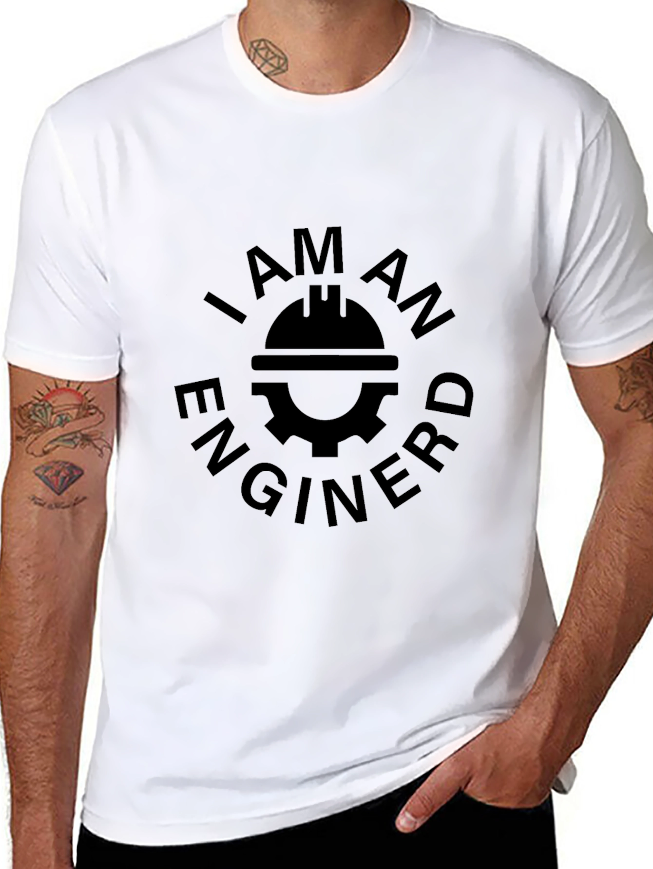 I Am An Engineer T-Shirt - Black Crew Neck