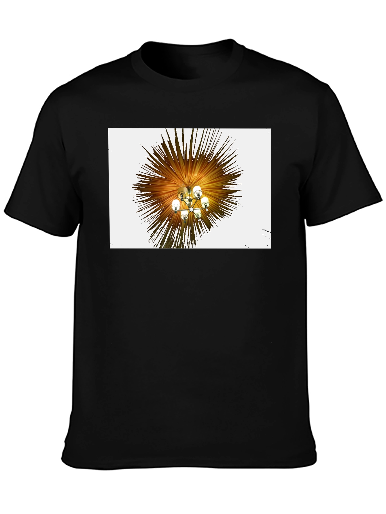 Abstract Chandelier Graphic Tee - Stylish Black T-Shirt