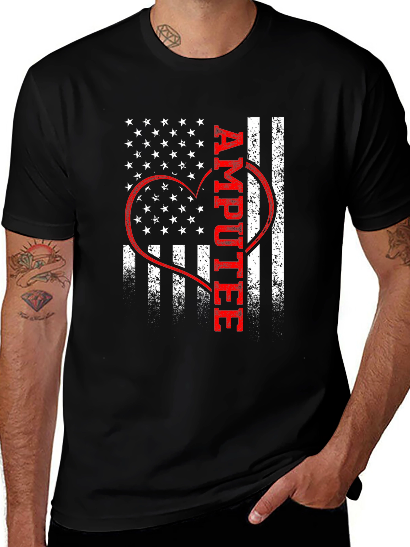 Amputee Patriotic Heart Graphic Tee