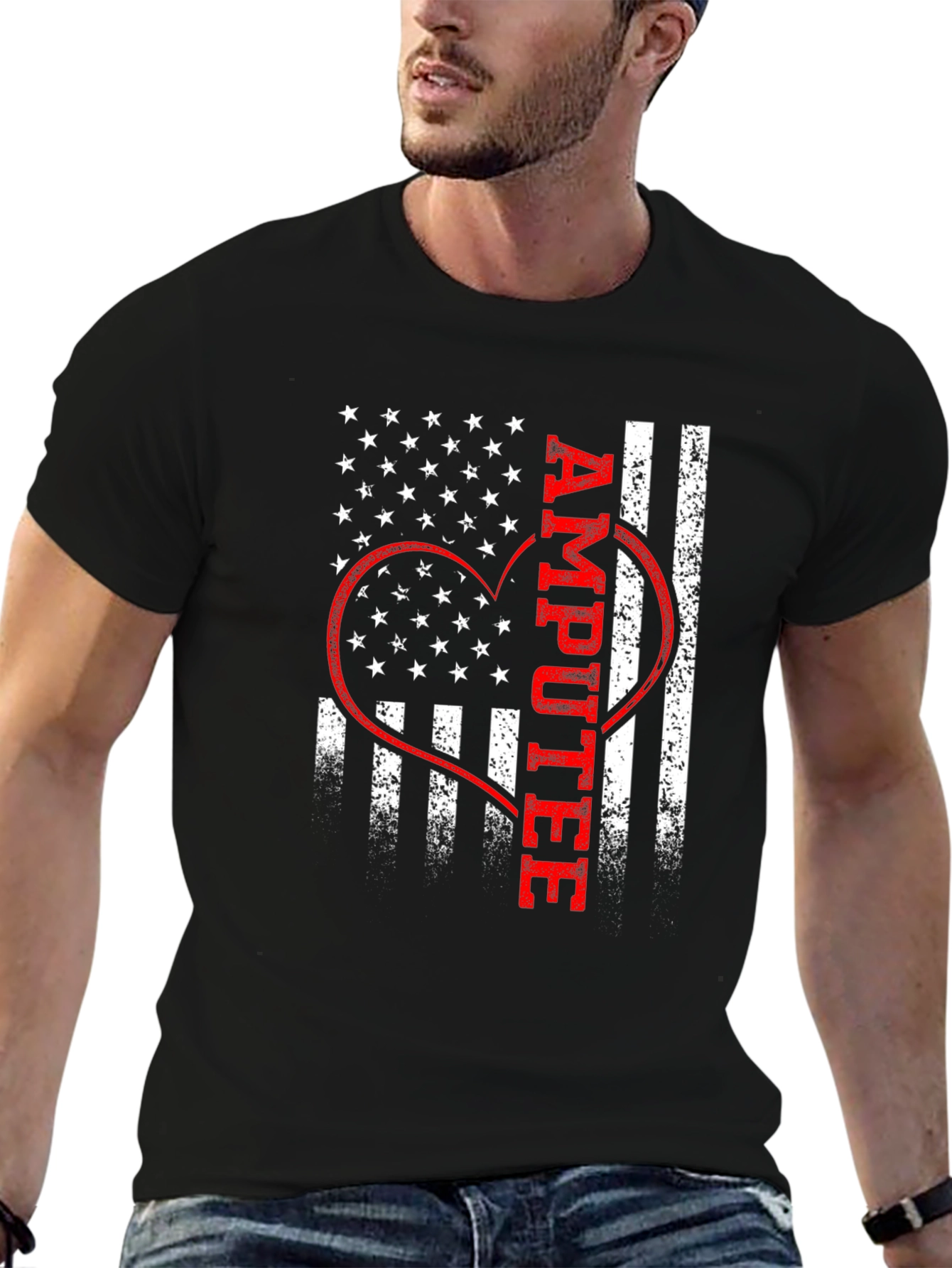 Amputee Patriotic Heart Graphic Tee