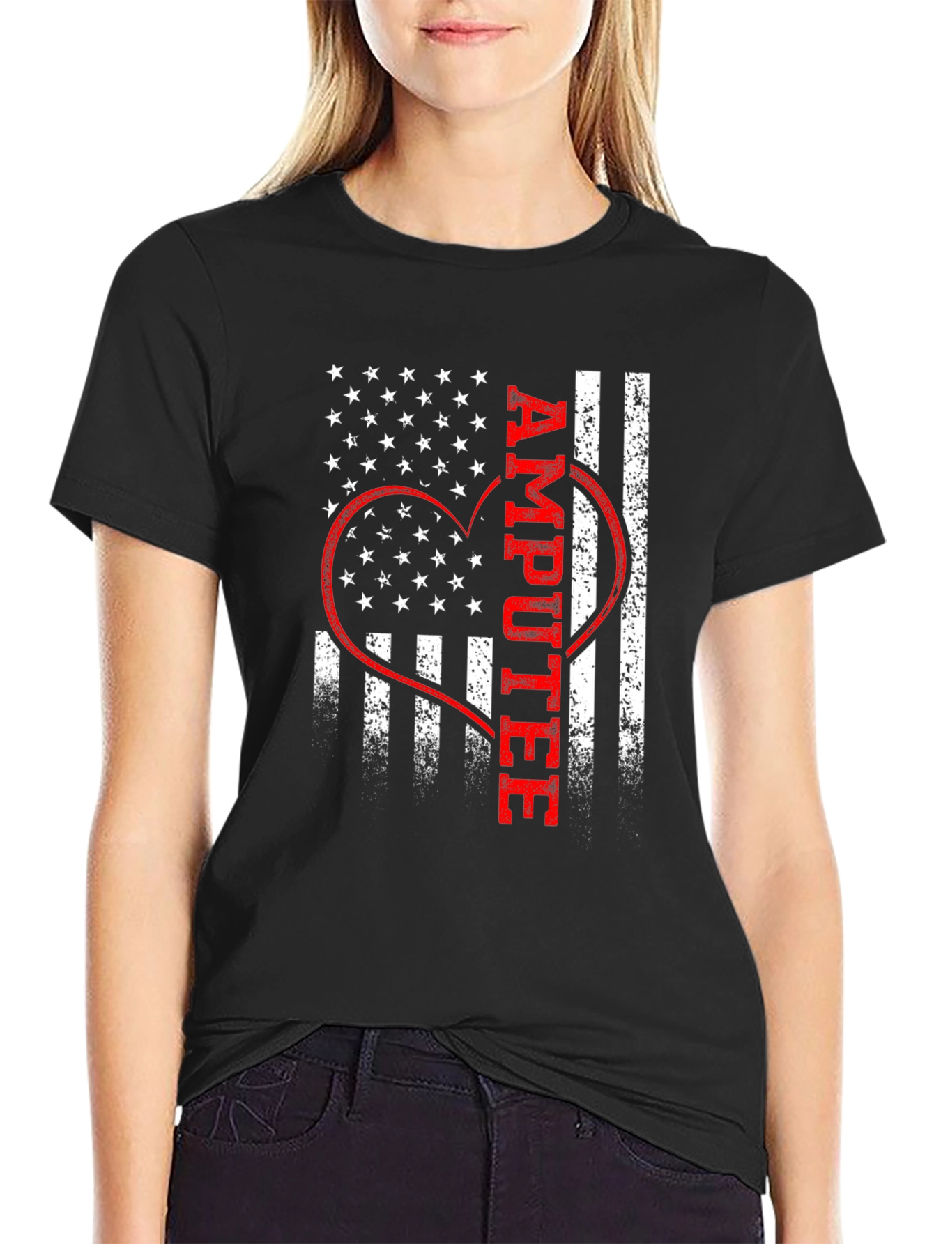 Amputee Patriotic Heart Graphic Tee