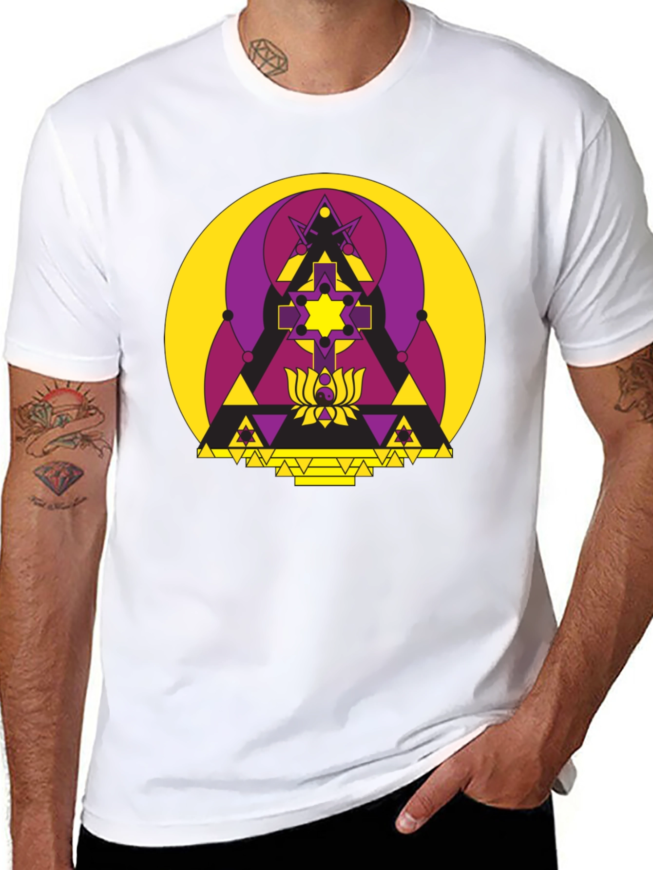 Geometric Symbol Graphic T-Shirt - Black