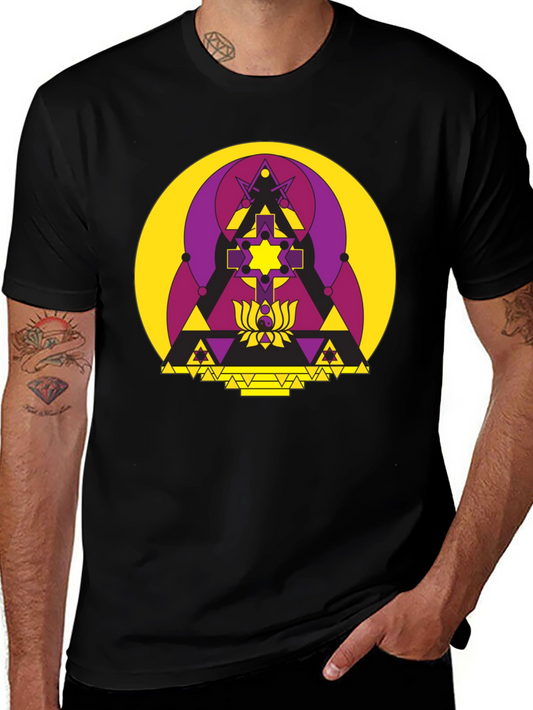 Geometric Symbol Graphic T-Shirt - Black