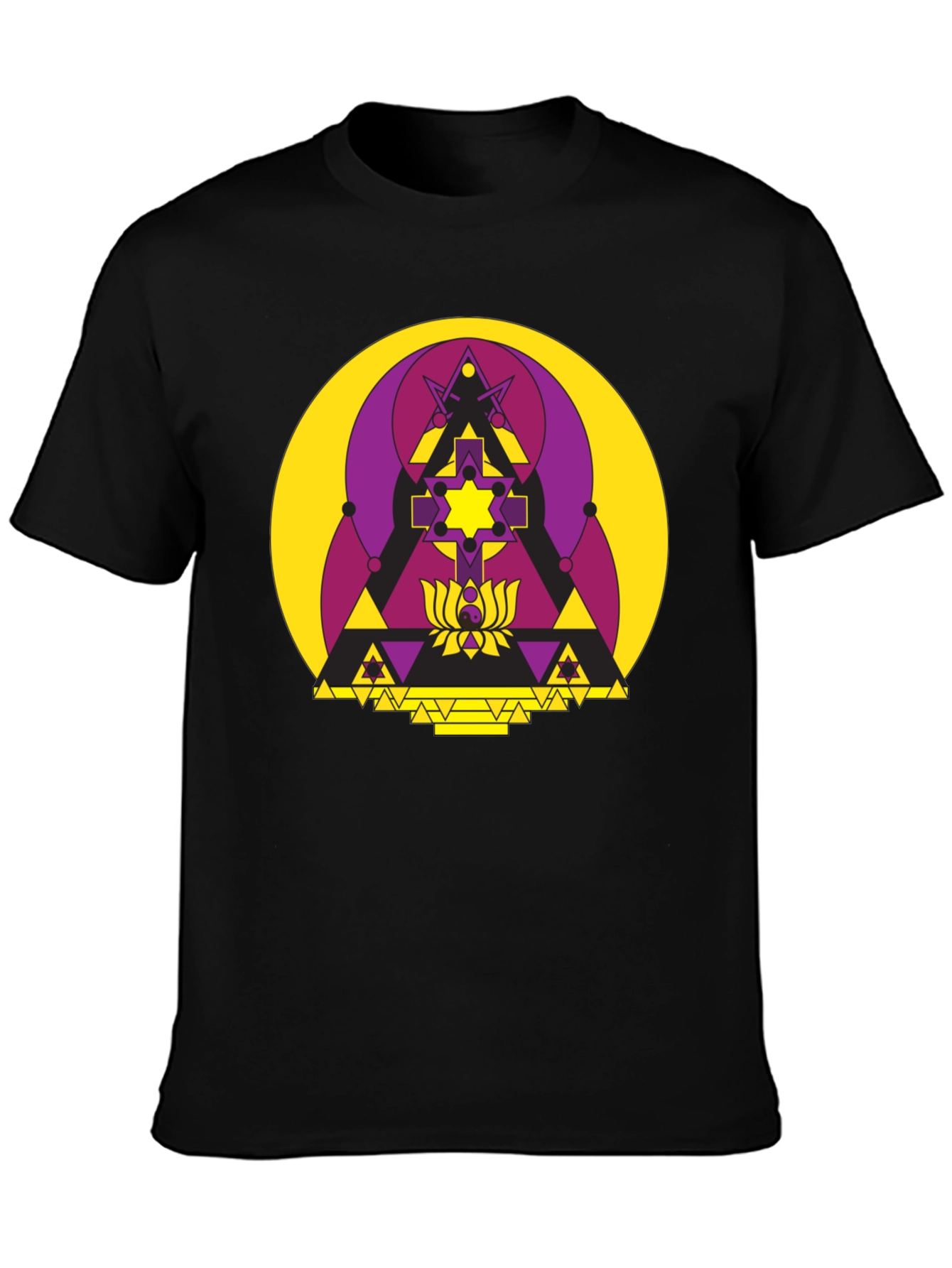 Geometric Symbol Graphic T-Shirt - Black