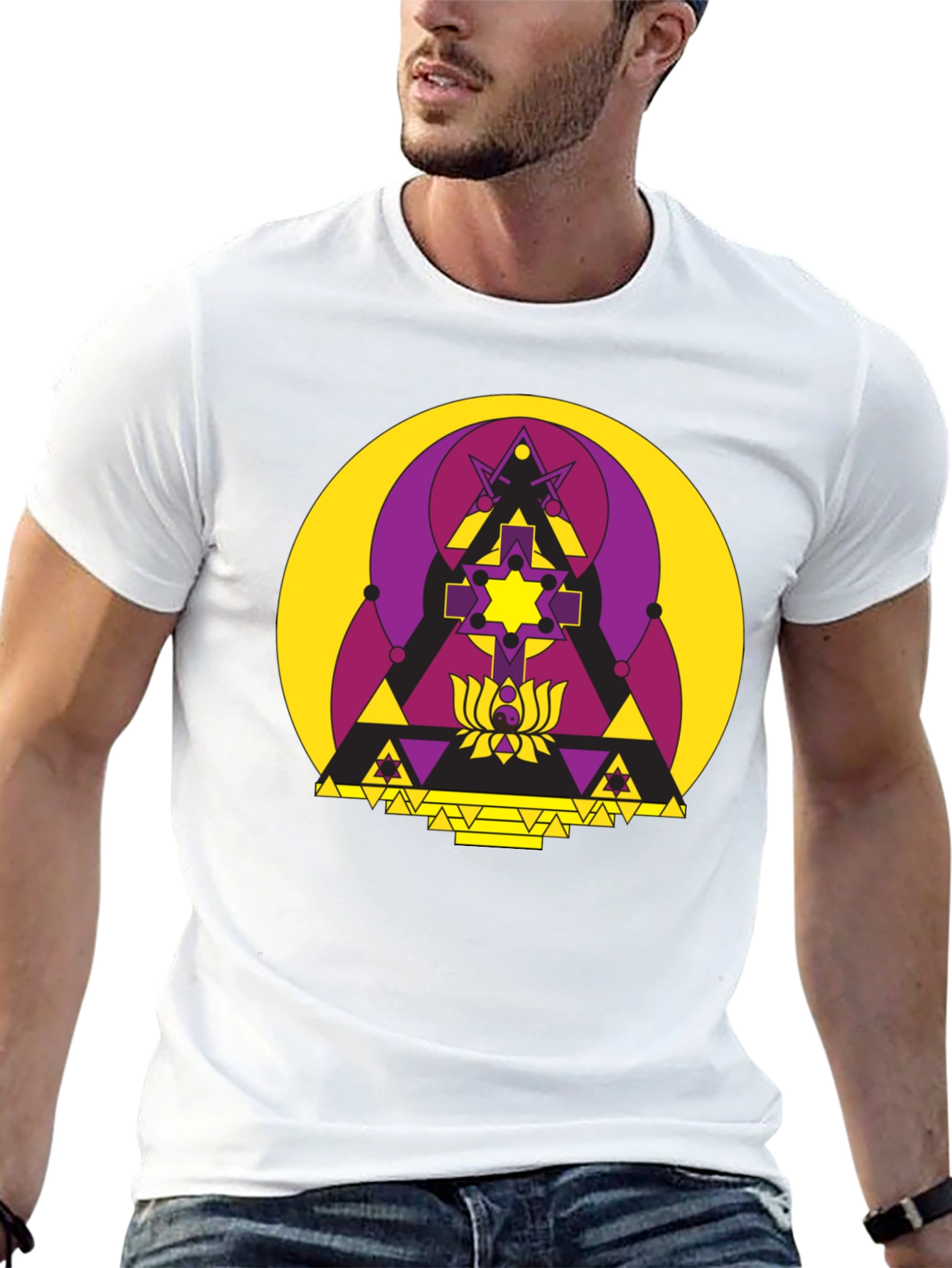 Geometric Symbol Graphic T-Shirt - Black