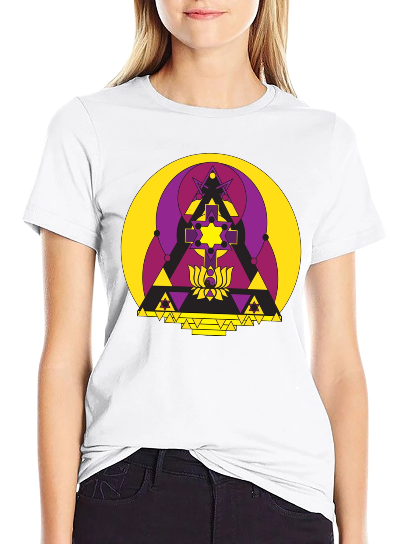 Geometric Symbol Graphic T-Shirt - Black