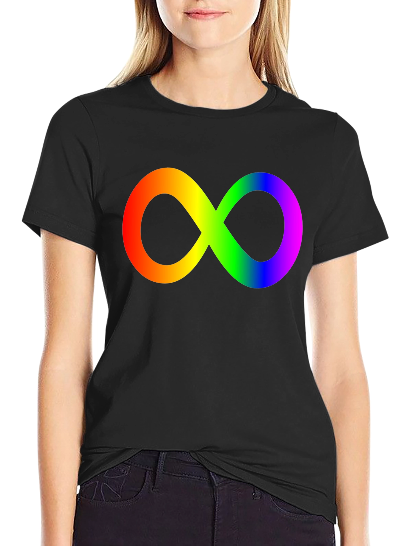 Rainbow Infinity Symbol Black T-Shirt