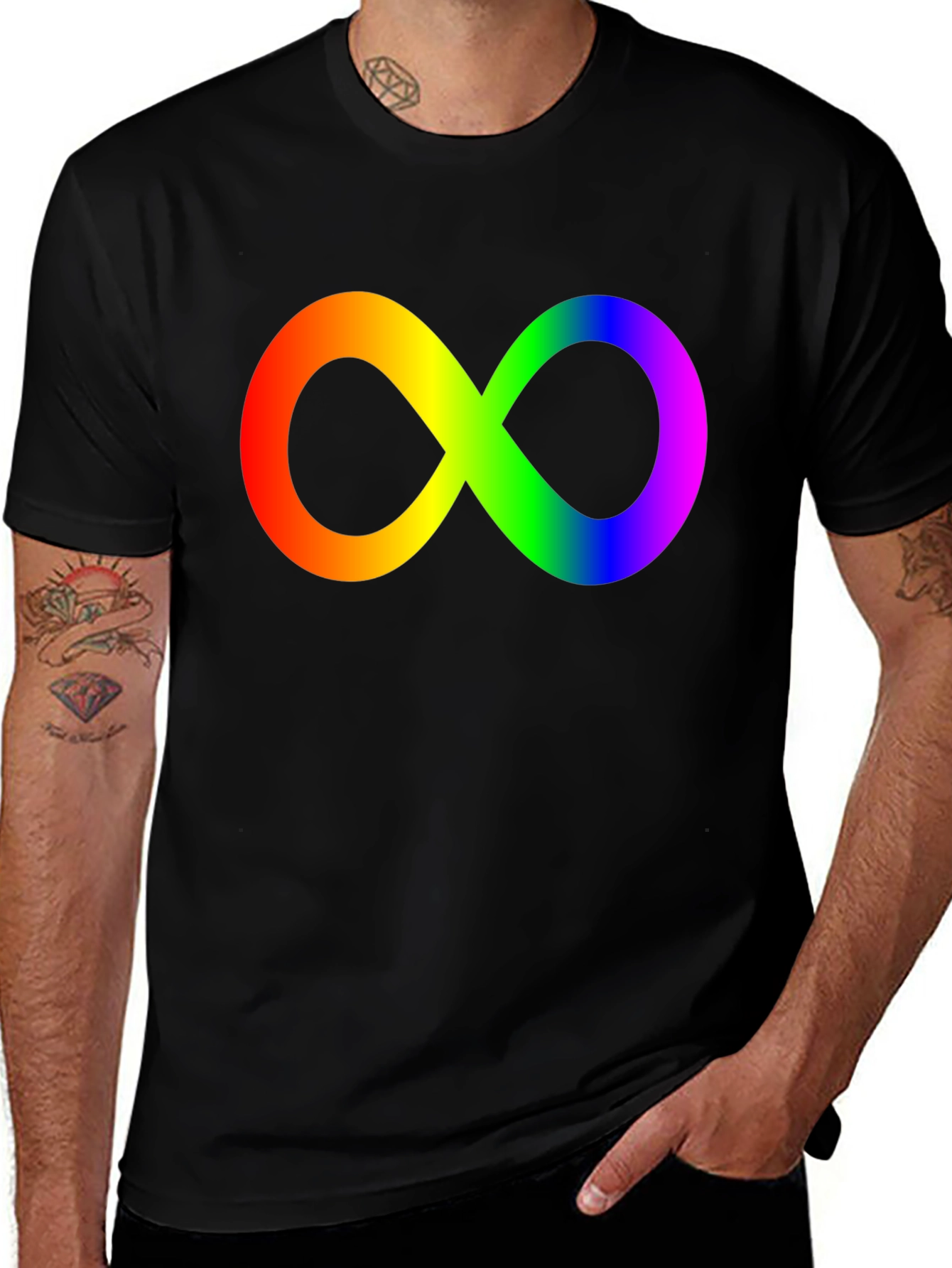 Rainbow Infinity Symbol Black T-Shirt