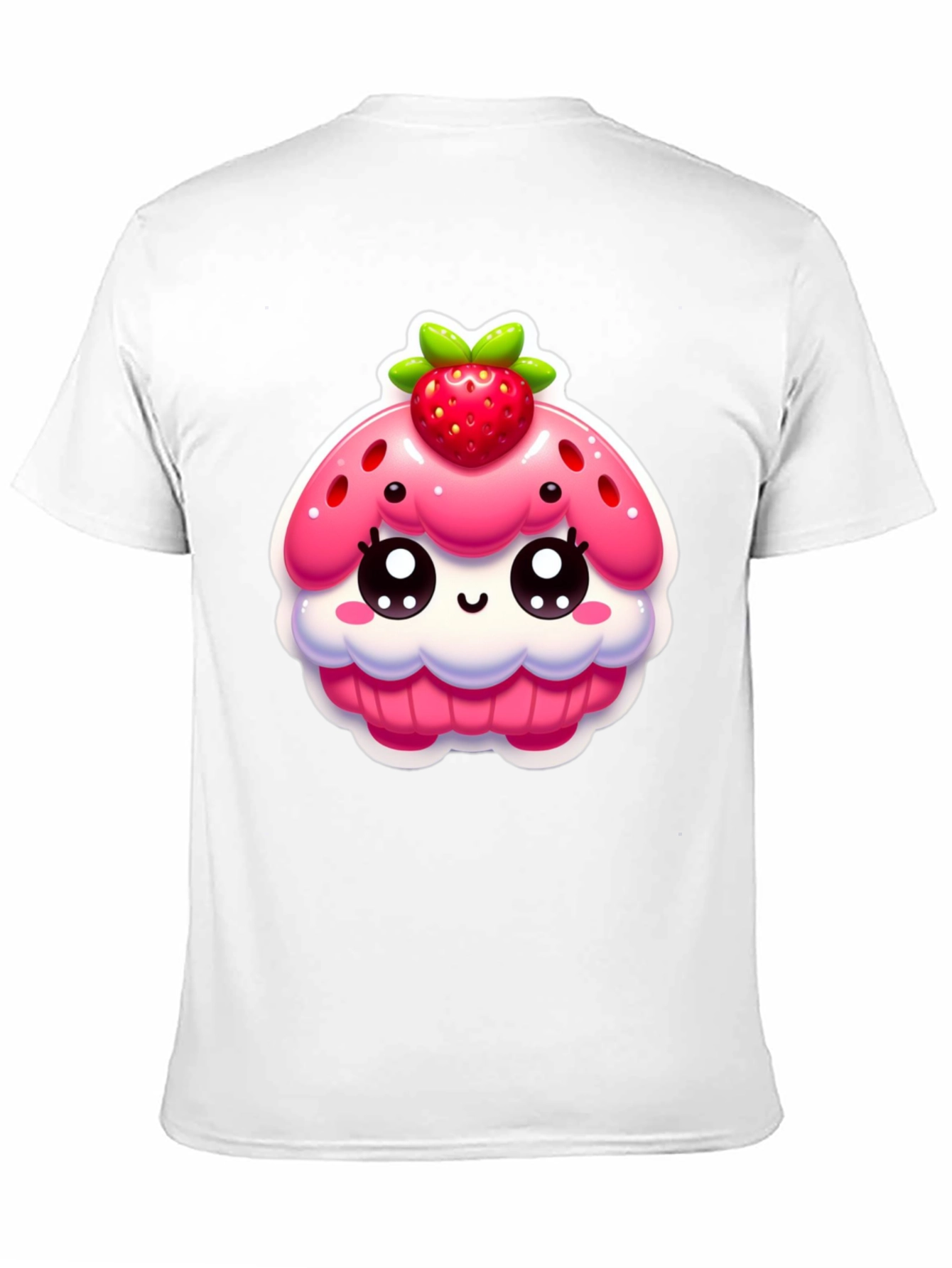 Kawaii Strawberry Cupcake Graphic Tee - Black