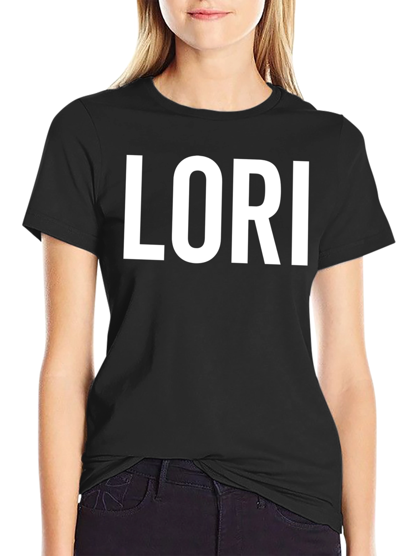 Lori Personalized Black Cotton T-Shirt