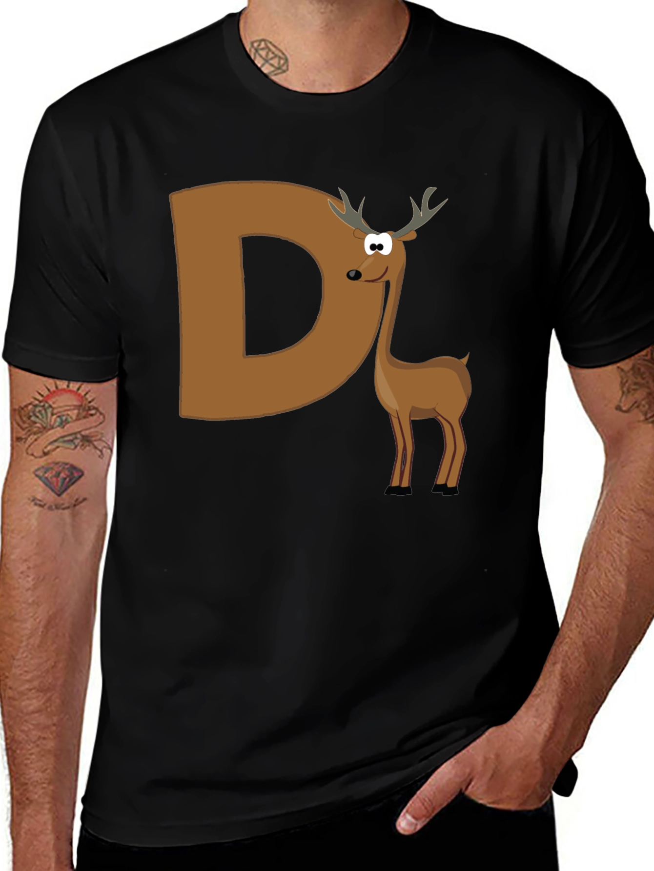 Deer Initial D Graphic T-Shirt