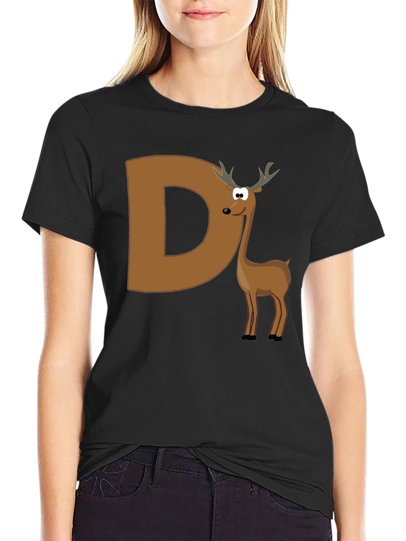 Deer Initial D Graphic T-Shirt