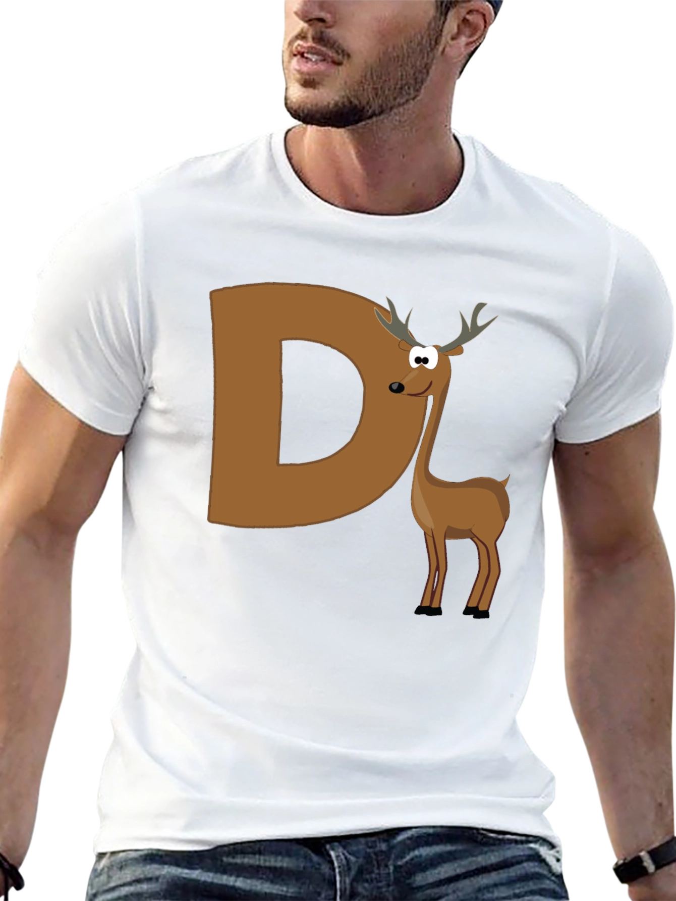Deer Initial D Graphic T-Shirt