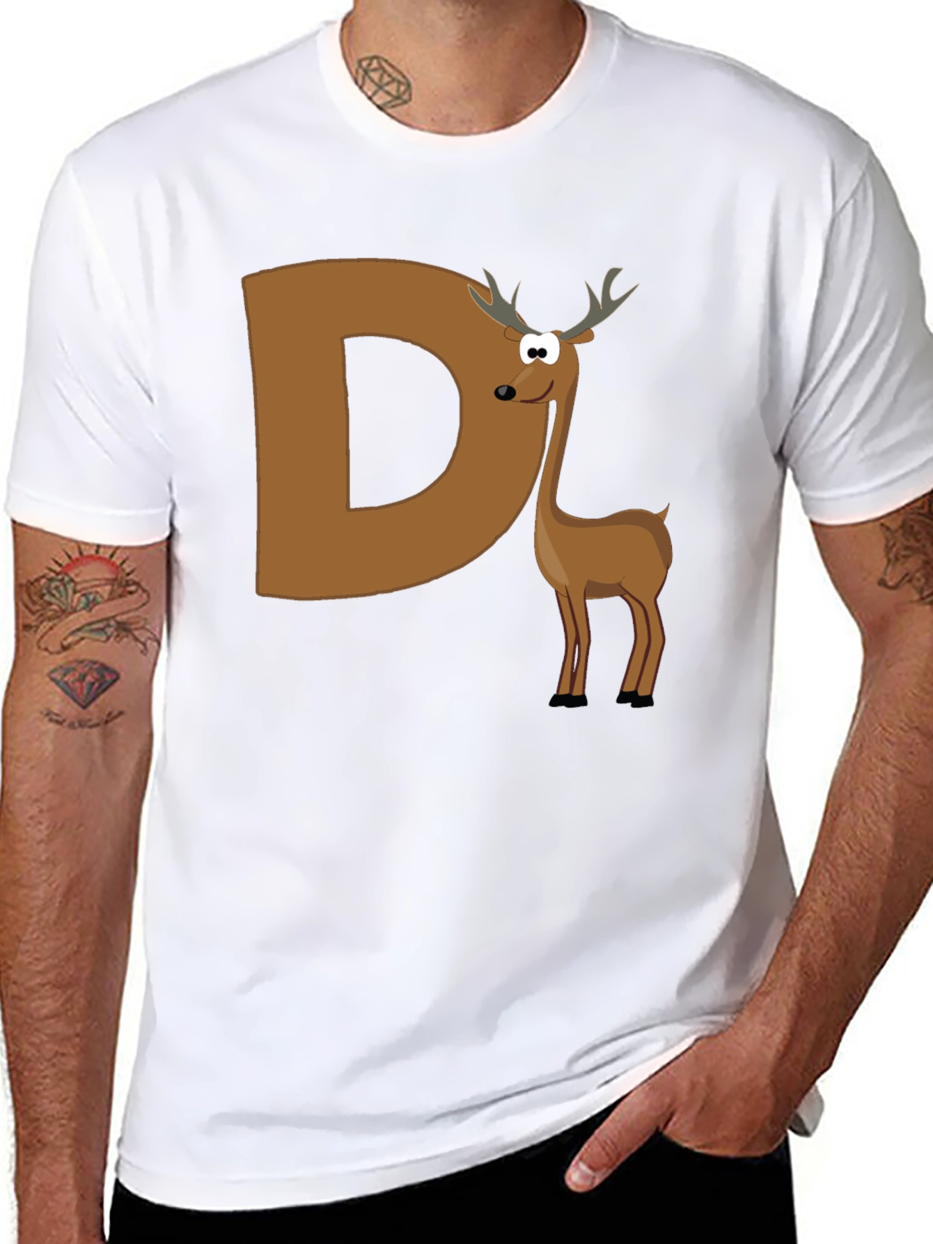 Deer Initial D Graphic T-Shirt