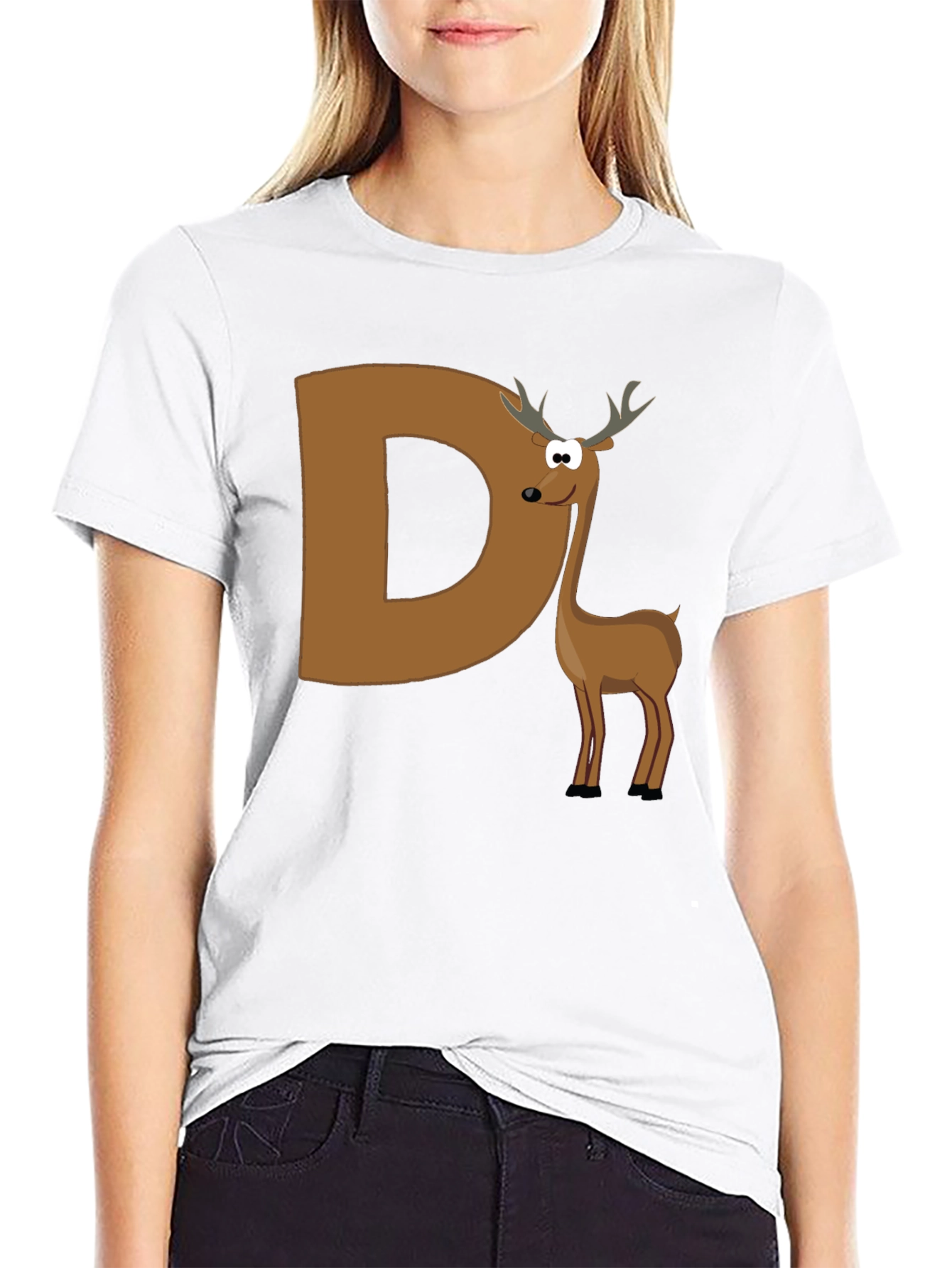Deer Initial D Graphic T-Shirt