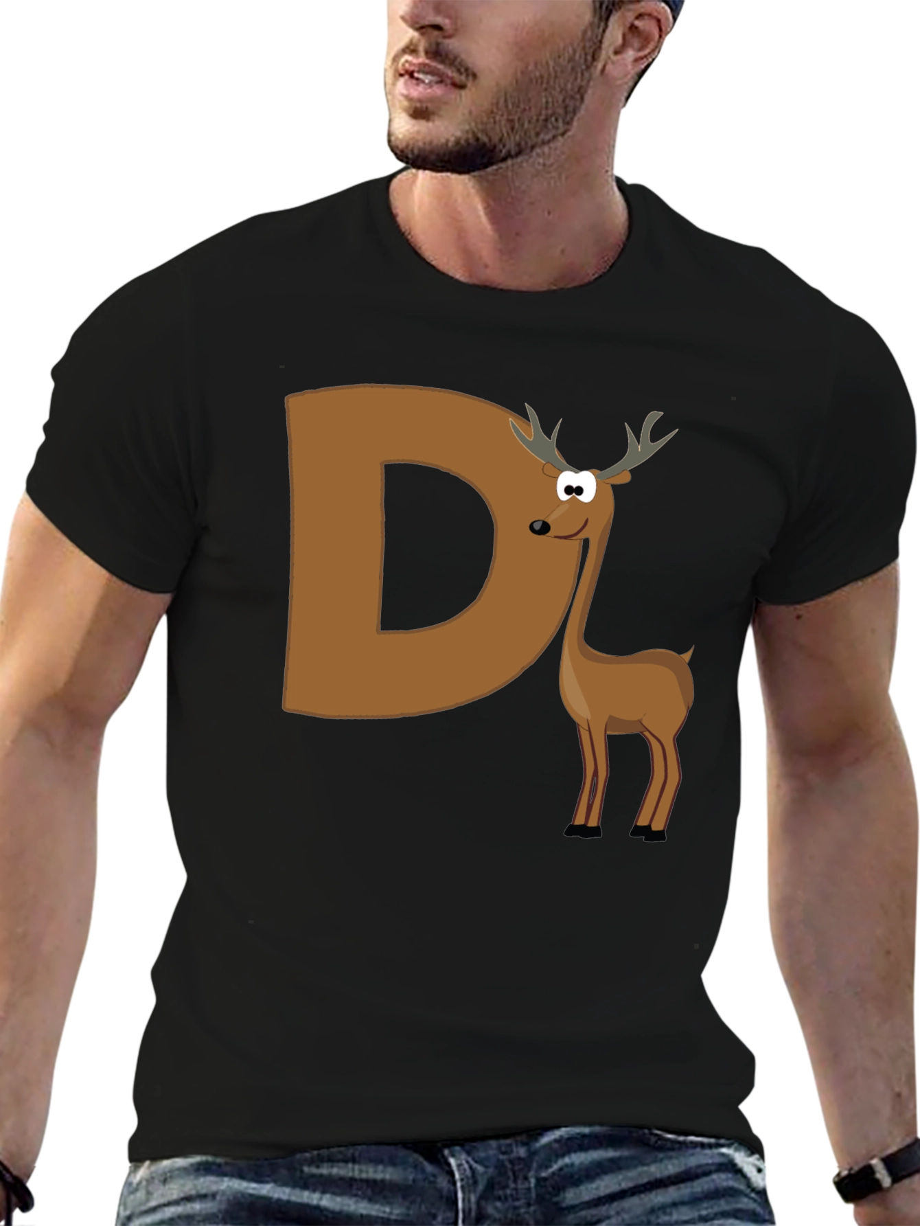 Deer Initial D Graphic T-Shirt