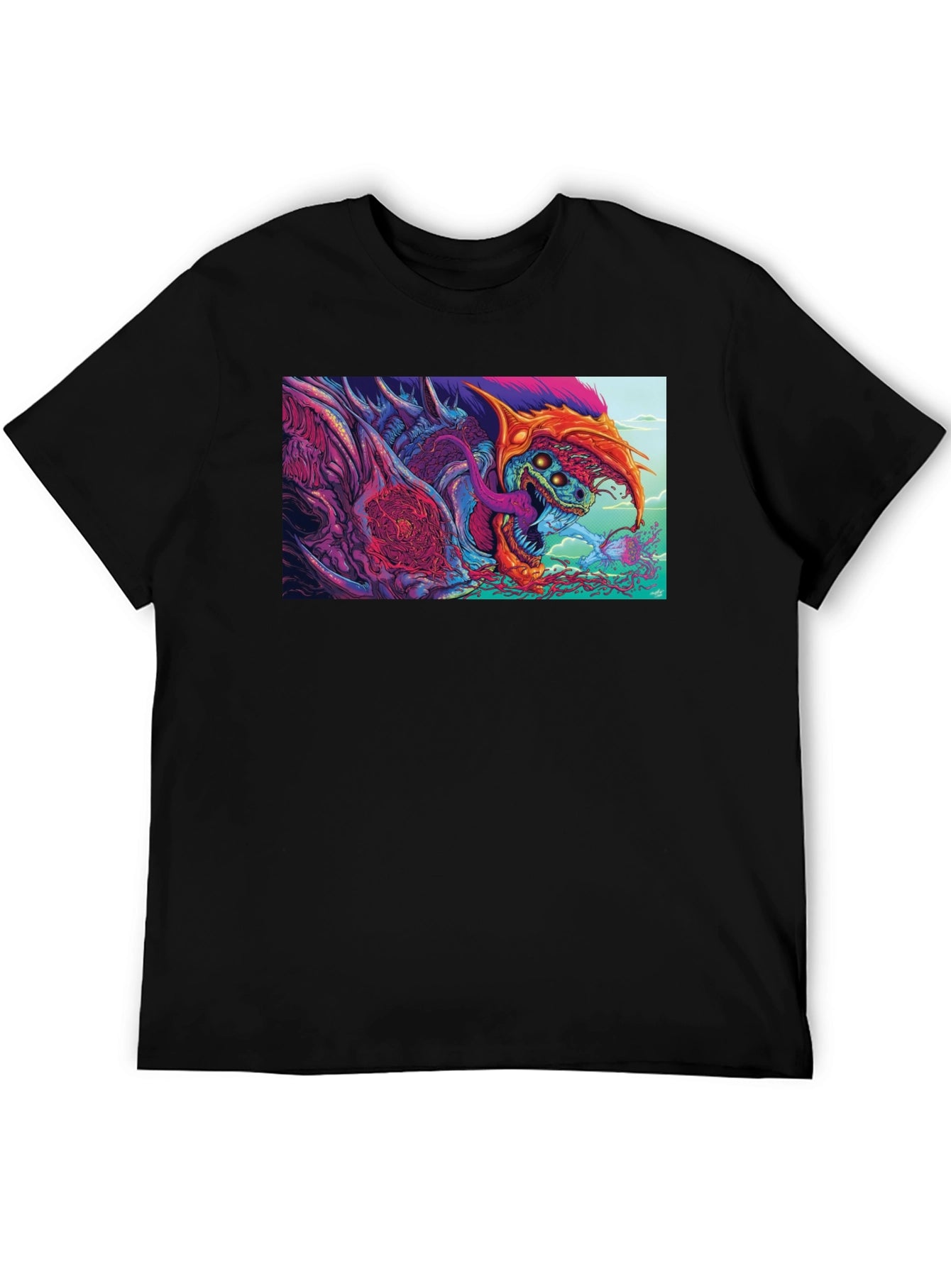 Monster Graphic Print Black T-Shirt